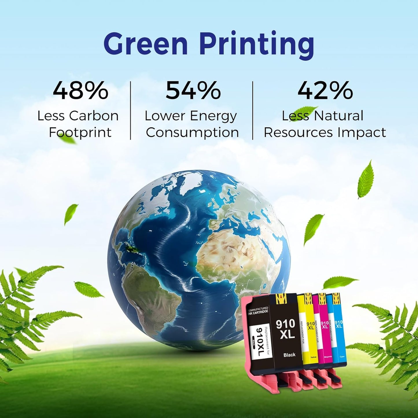 910XL Ink Cartridges for HP Printers Replacement for HP 910XL Ink Cartridges Combo Pack HP910XL Work for Officejet Pro 8020 8025 8028 8030 8035 8022 Printer (Black and Color, 4 Pack)