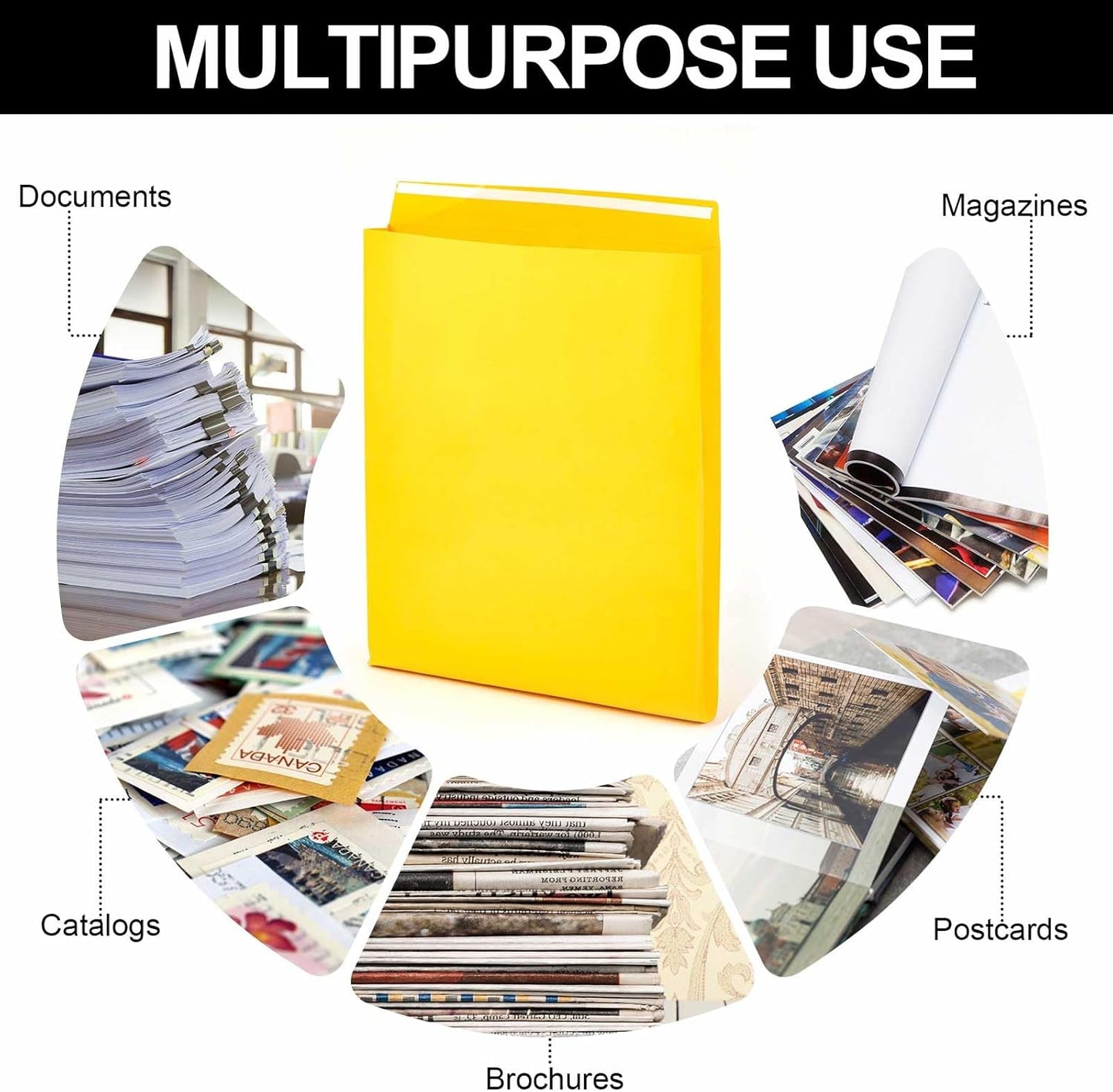 15 Pcs 14 x 18 x 2 Inch Large Expandable Catalog Envelopes Manilla Kraft Peel and Seal Envelopes Light Large Mailing for Office Home Documents Magazines Photos Storage Organizing