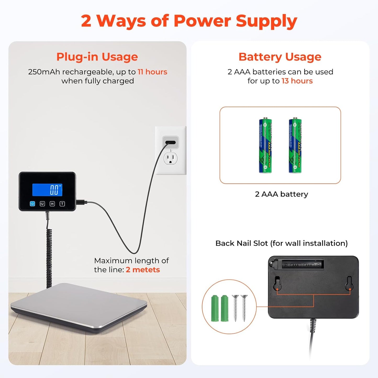 MUNBYN Shipping Scale, 440lb/1.8oz Digital Postal Scale for Packages with Hold/Tare Function, Backlit LCD, Battery & Cable Included, Postage Scale for Small Business, Packages, Luggage, and Home Use