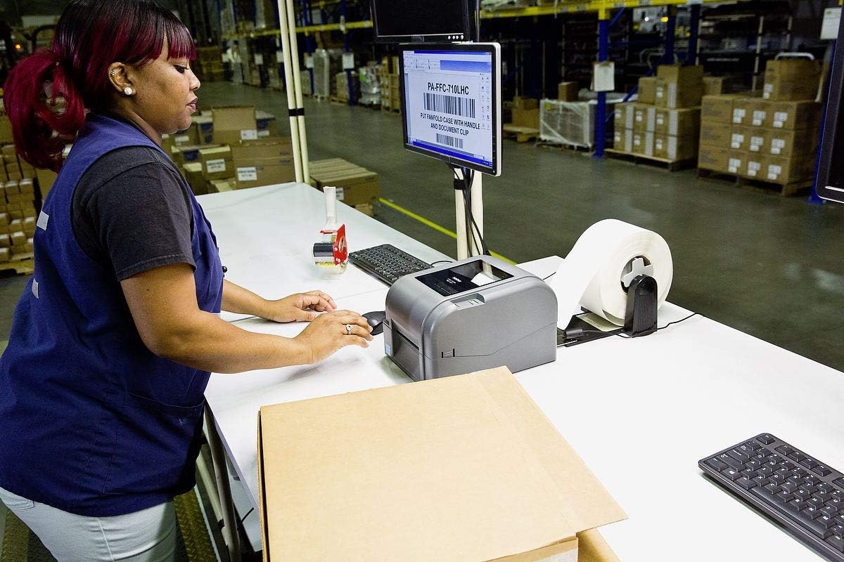 Brother TD-4420TN 4-inch Thermal Transfer Desktop Network Barcode and Label Printer, for Long Term Durable Labels and Barcodes, 203 dpi, 6 IPS, Standard USB 2.0, Serial, Ethernet LAN