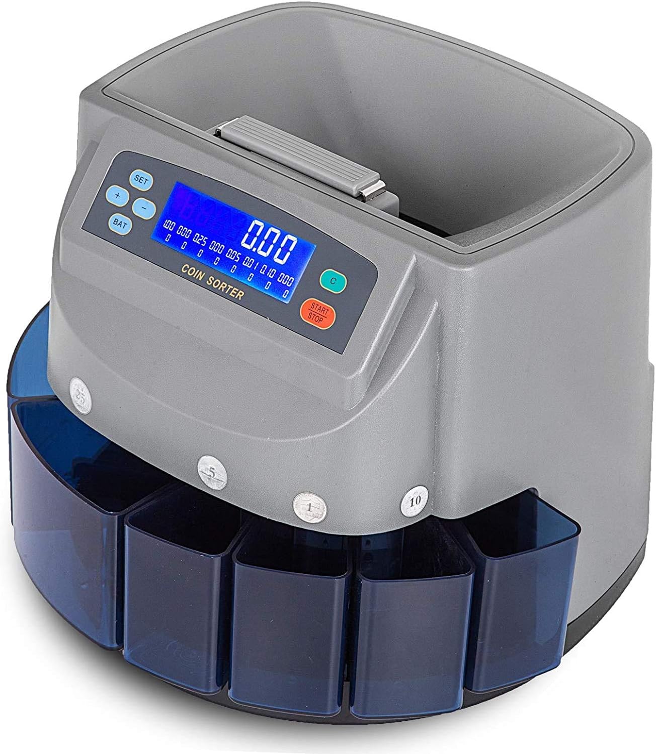 Electronic USD Coin Sorter and Counter with LCD Display, Sorts 270 Coins Per Minute into Coin Wrappers or Bins, Coin Wrapper Tubes Included by EX ELECTRONIX EXPRESS