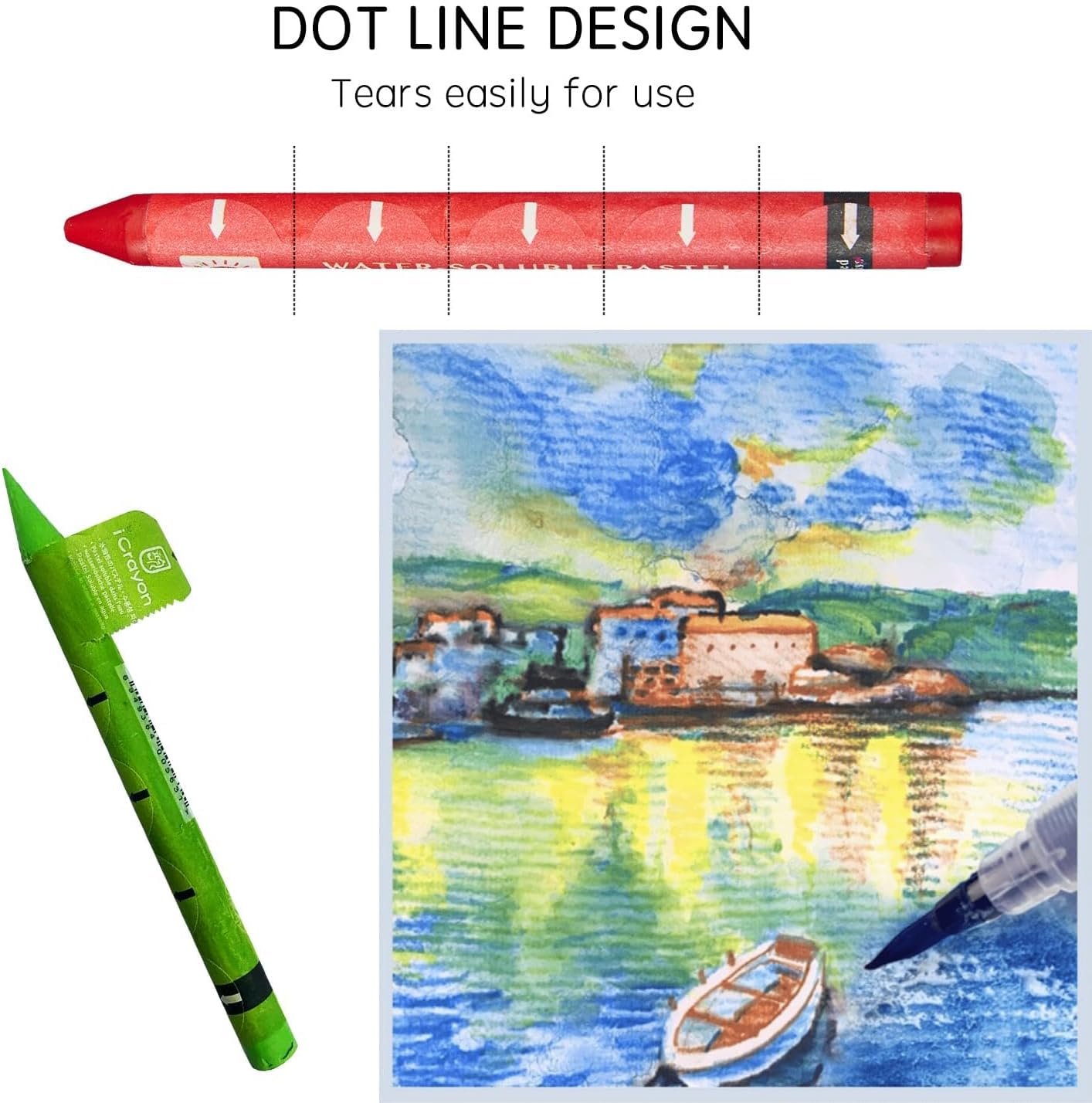 25 Colors Water Soluble Pastels, Watercolor Pastels Set for Beginners and Hobbyists, Includes Sharpener, Palette & Brush for Vibrant Art Creations (Classic)