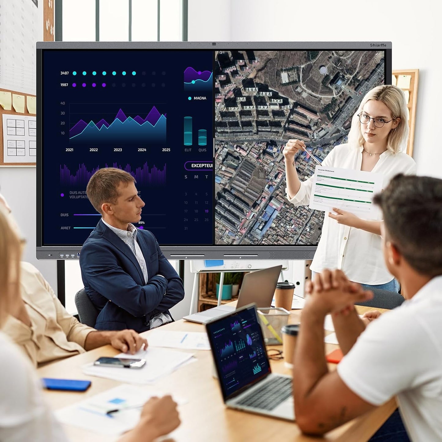 Shiarffe X5 Smart Board 65" 4K Interactive Whiteboard Google EDLA-Certified for Classroom Office Homeschool, OTA Software Updates 8GB RAM + 128GB Storage, Octa-Core Android 14 OS