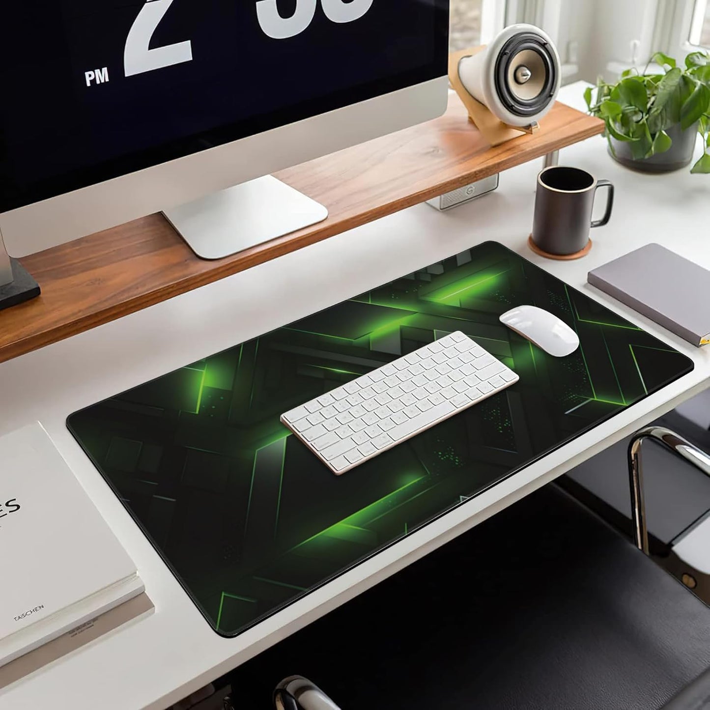 Extended Large Gaming Mouse Pad, Futuristic Techscape Large Desk Mat for Desktop XXL, Non-Slip Rubber Base Stitched Edges Long Computer Keyboard Desk Pad Mouse Mat for Gaming Home Office 35.4"X15.7"