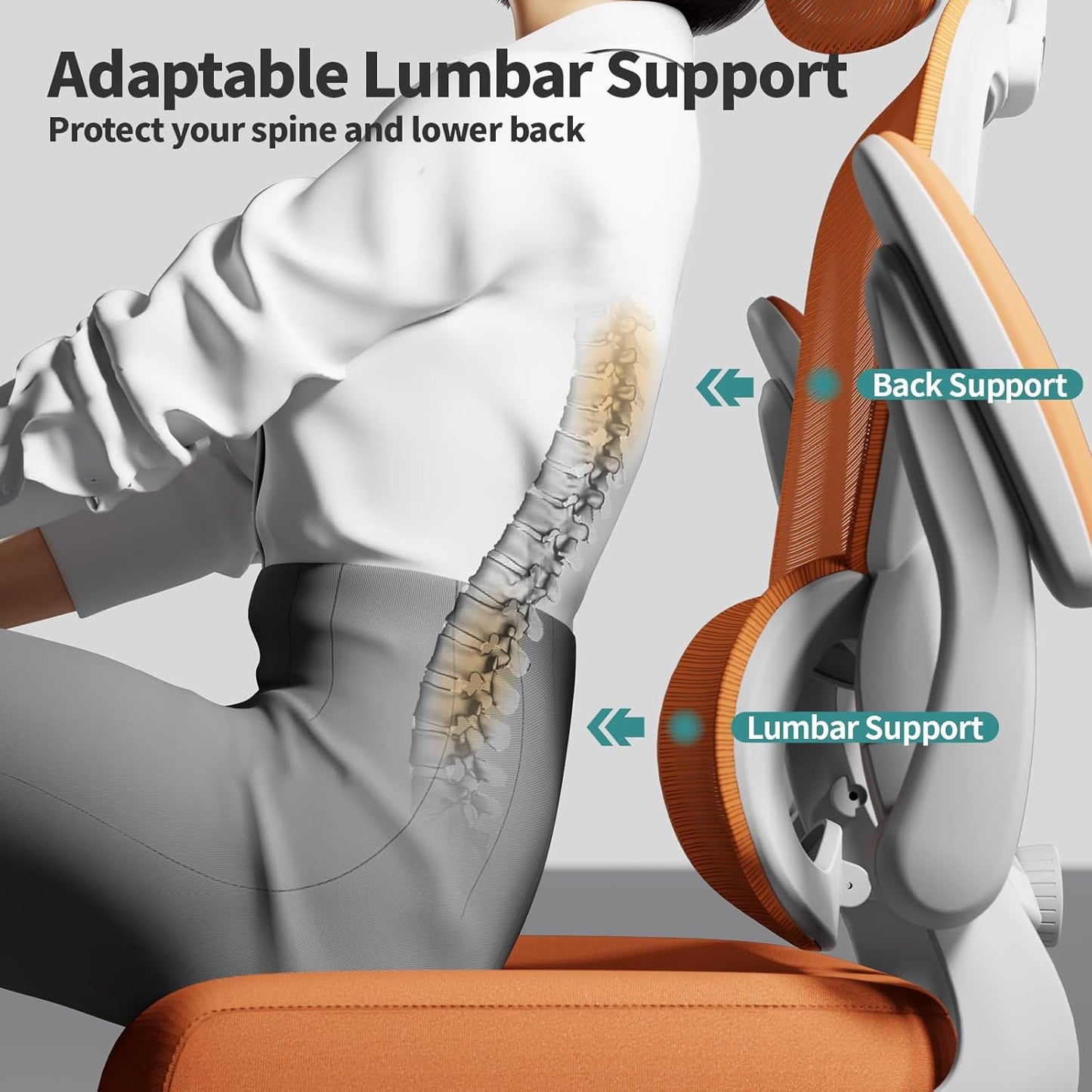 TRALT Office Chair Ergonomic Desk Chair, 330 LBS Home Mesh Office Desk Chairs with Wheels, Comfortable Gaming Chair, High Back Office Chair for Long Hours (Orange)