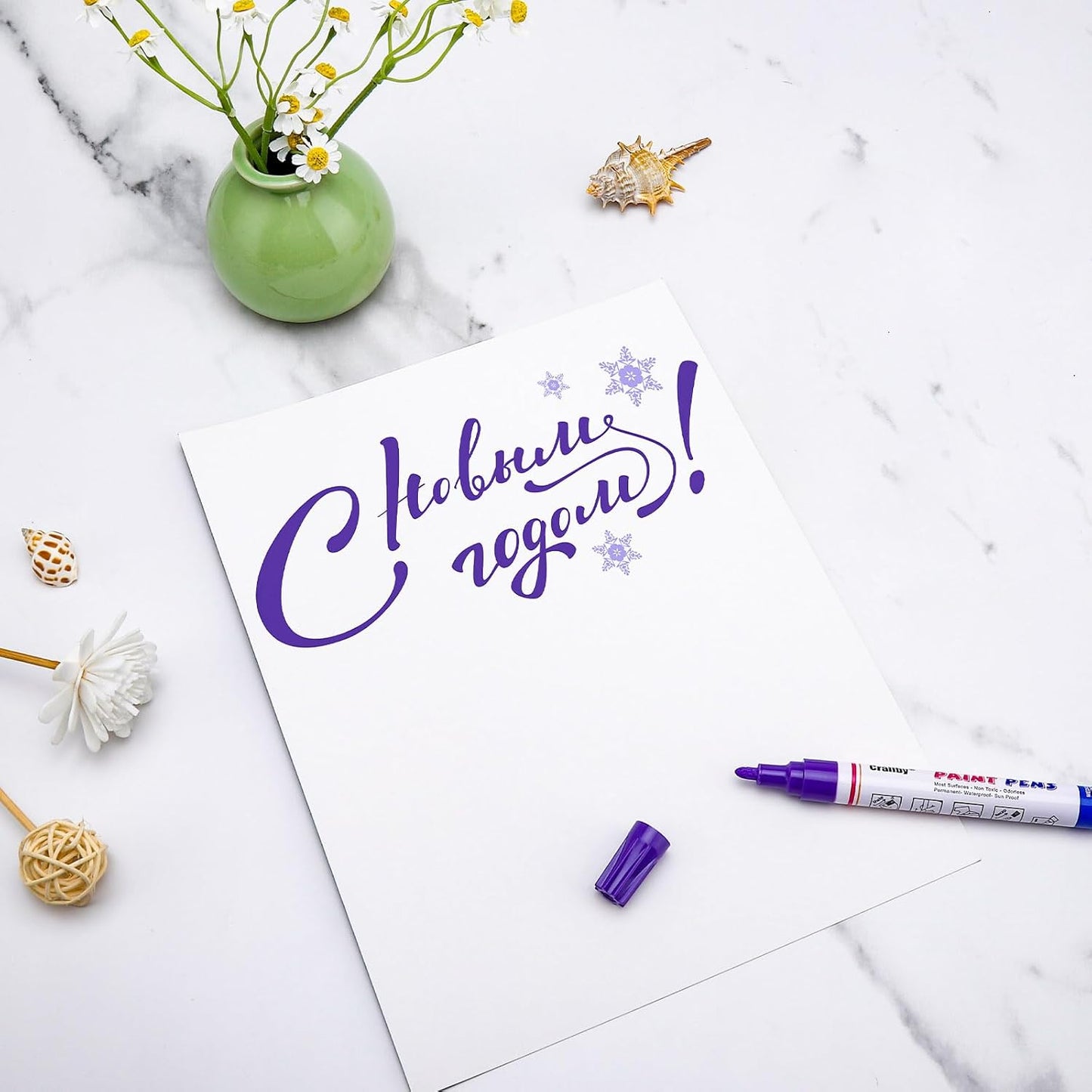 Purple Paint Markers, 5 Pack Oil-Based Waterproof Quick Dry Permanent Paint Pen Set for Rocks Painting, Wood, Fabric, Plastic, Canvas, Glass, Mugs, Metal, Tire, Stone, DIY Craft