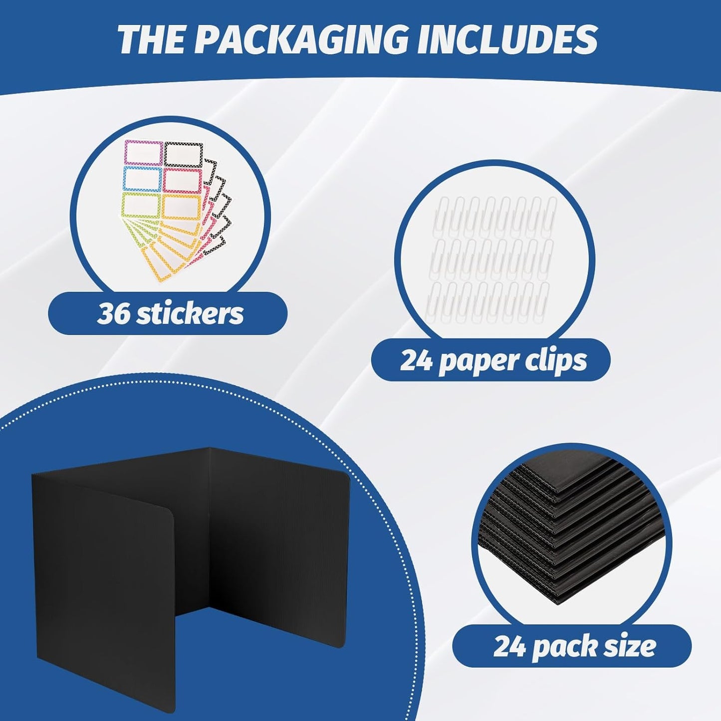 24 Pack Desk Dividers for Students,3-Fold Privacy Screens,Testing Dividers for Classroom Waterproof,Plastic Easy Clean Privacy Shields for Student Includes Extra Labels