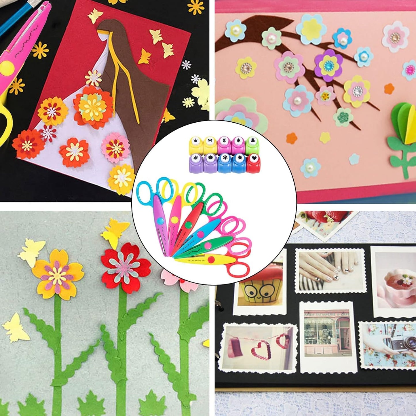 Craft Punch and Creative Scissors, 26pcs Craft Scissors Decorative Edge Set for Adults, 6 PCS Decorative Edge Scissors,20 Paper Punch for Scrapbooking, Crafts, DIY Photos Album