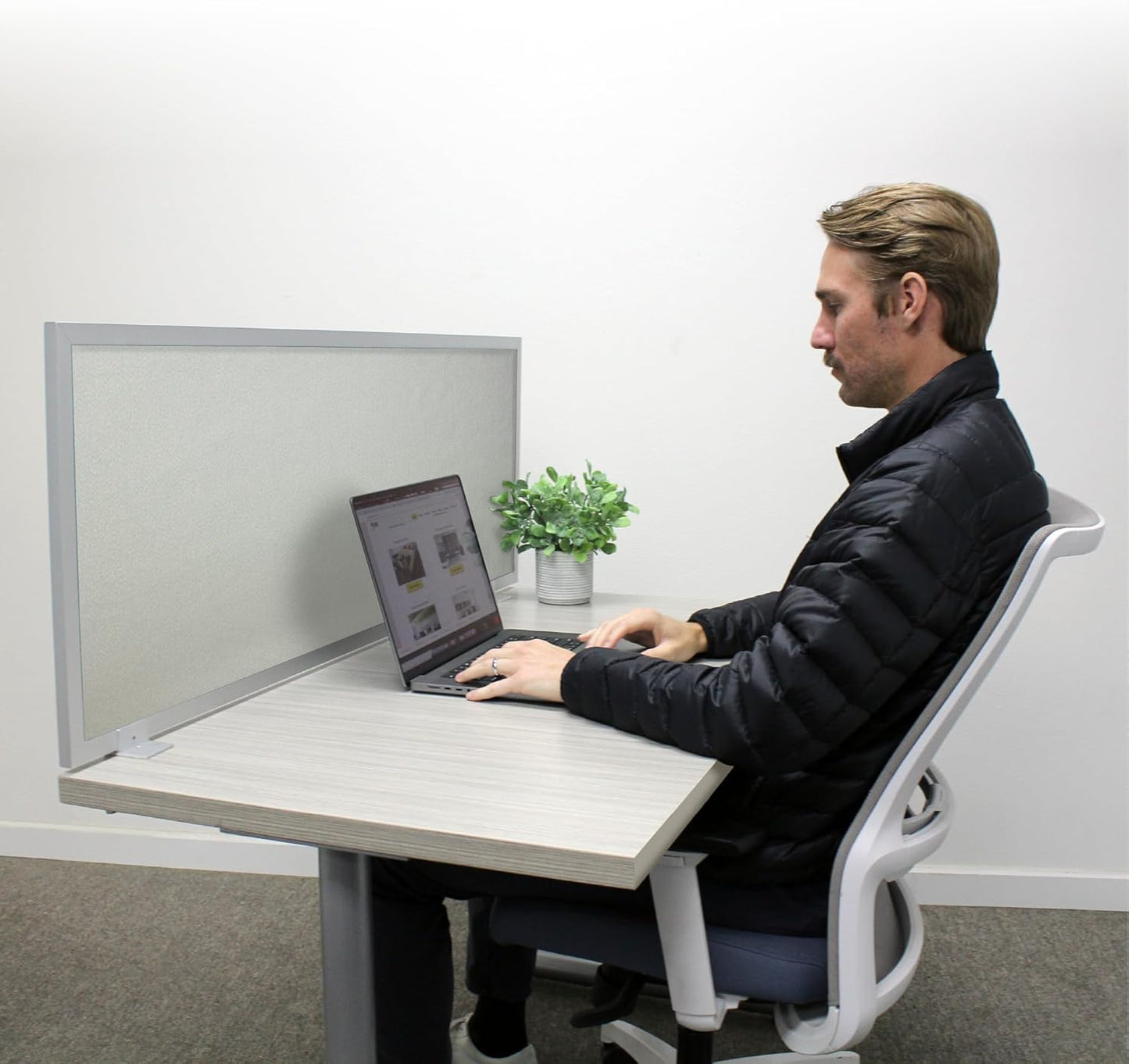 OBEX Acoustic Mounted Screen Privacy Panel Table Top Separator, Sound Blocking Desk Divider (Overcast, 24" X 60")