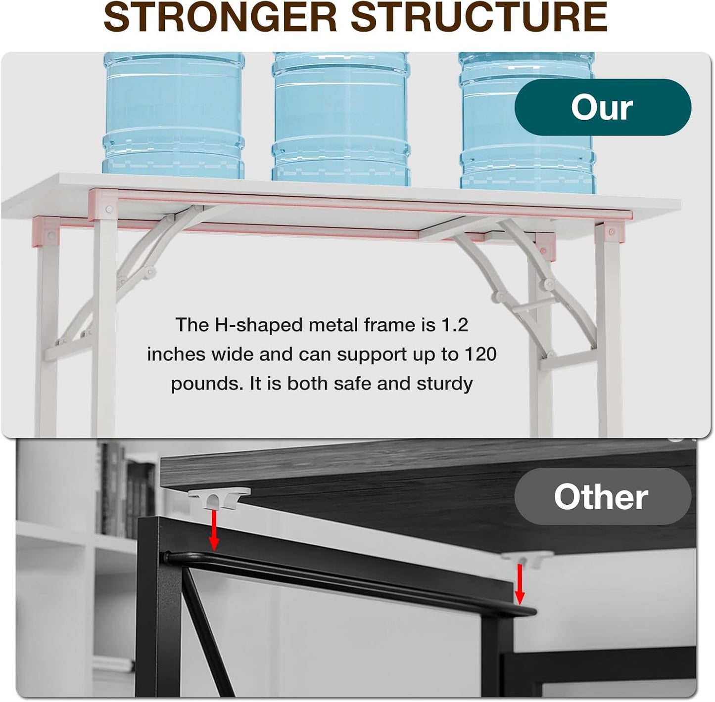 TEMI Small Computer Desk Folding Table - 43.3" Foldable Office Desk, No Assembly, Perfect for Small Spaces in Bedroom, Dorm, or Apartment, Portable Mini Desk or Study Table with Compact Design, White