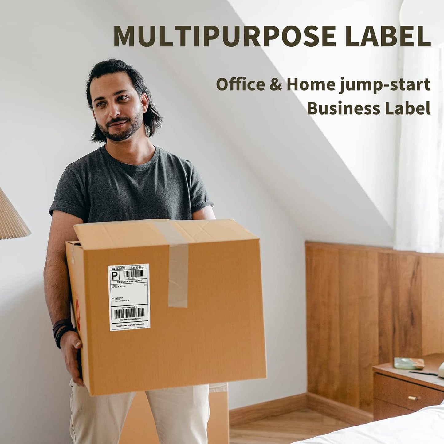 L LIKED 3000 Fanfold 4" x 6" Direct Thermal Labels, with Perforated line for Thermal Printers - Compatible with Zebra & Rollo Printer (4" x 6" - 3000 Labels)