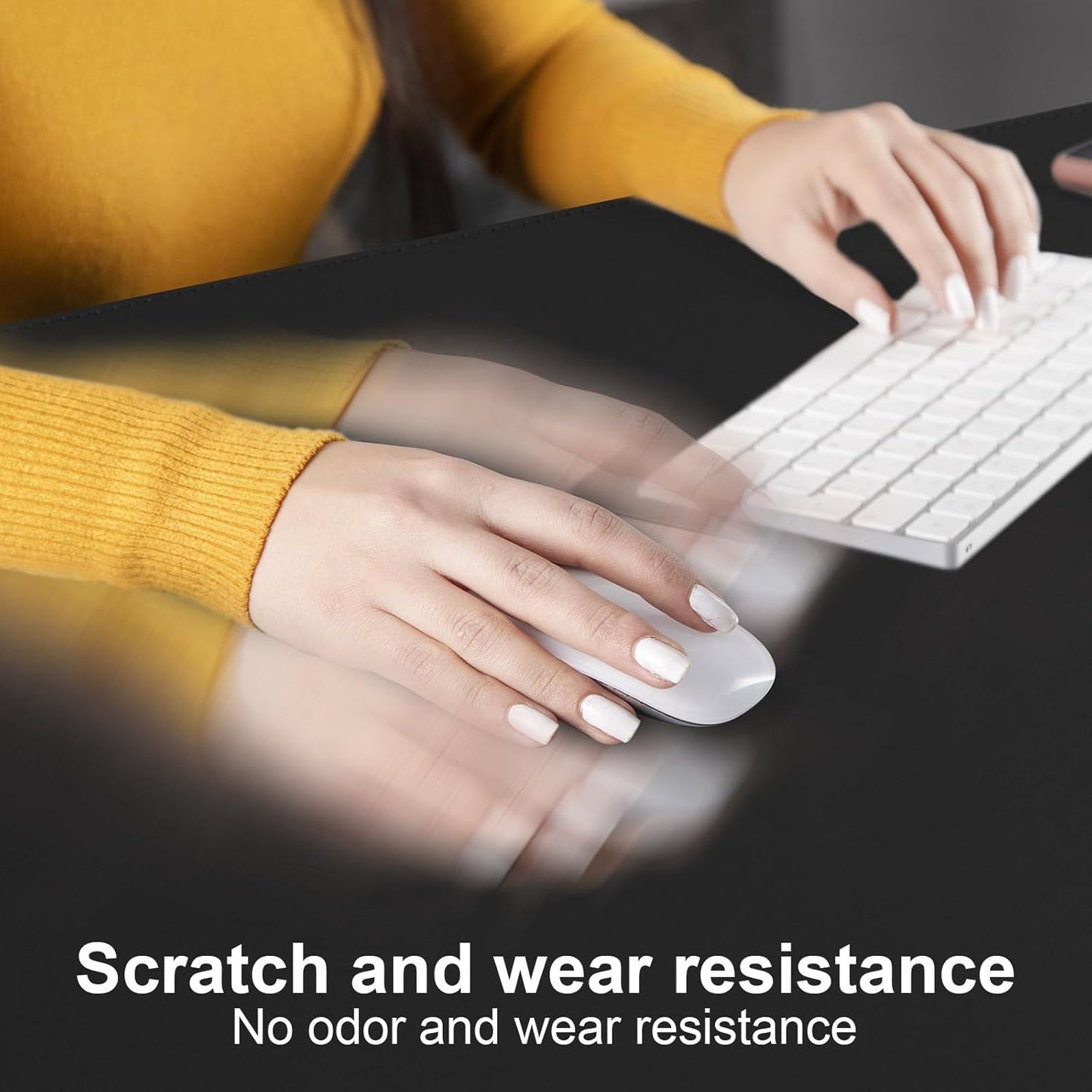 DAWNTREES Desk Mat Protector,PU Leather Desk Pad,Non Slip, Large Mouse Pad and Keyboard Mat, Waterproof Writing Pad for Office and Home (Black,39.4''x19.7'')