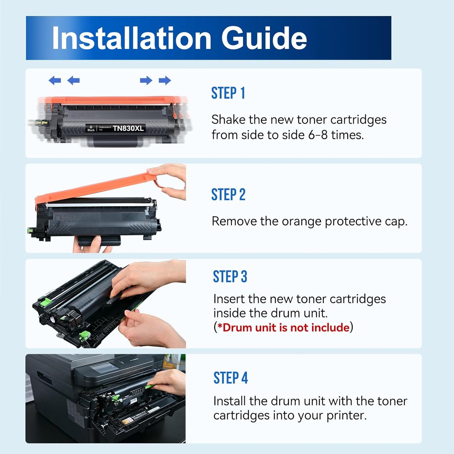 InkNI Compatible Toner Cartridges Replacement for Brother TN830XL TN830 TN 830 XL Toner Cartridges Work for HL-L2460DW DCP-L2640DW HL-L2480DW HL-L2400D HL-L2405W MFC-L2820DW Printer (Black, 2 Pack)