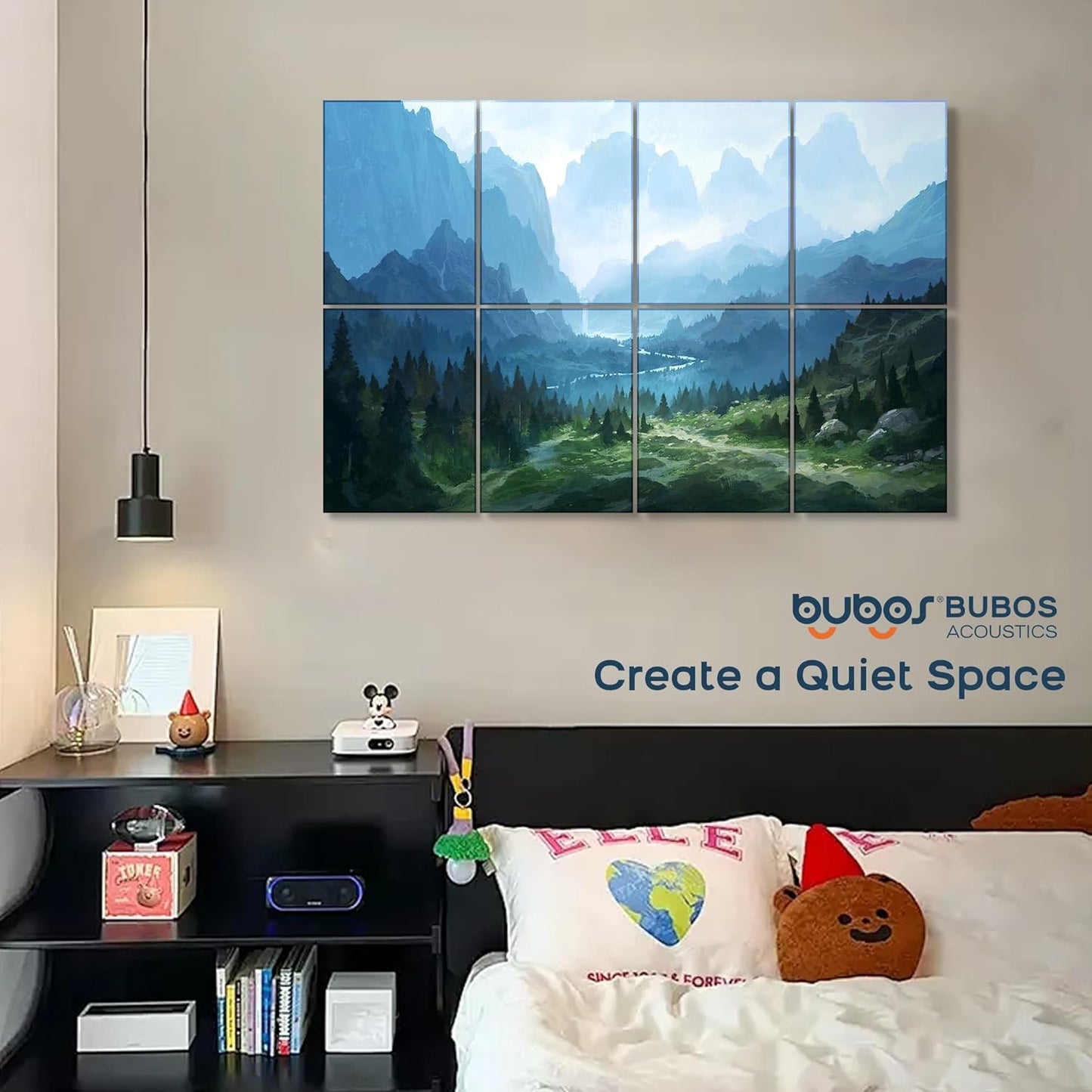 BUBOS 8 Pack Art Acoustic Panels Soundproof Wall Panel,47.2X31.4 Inches Sound Absorbing Panel,Self-adhesive Decorative Acoustical Wall Panels, Acoustic Treatment for Ceiling Home Office(Landscapes02)