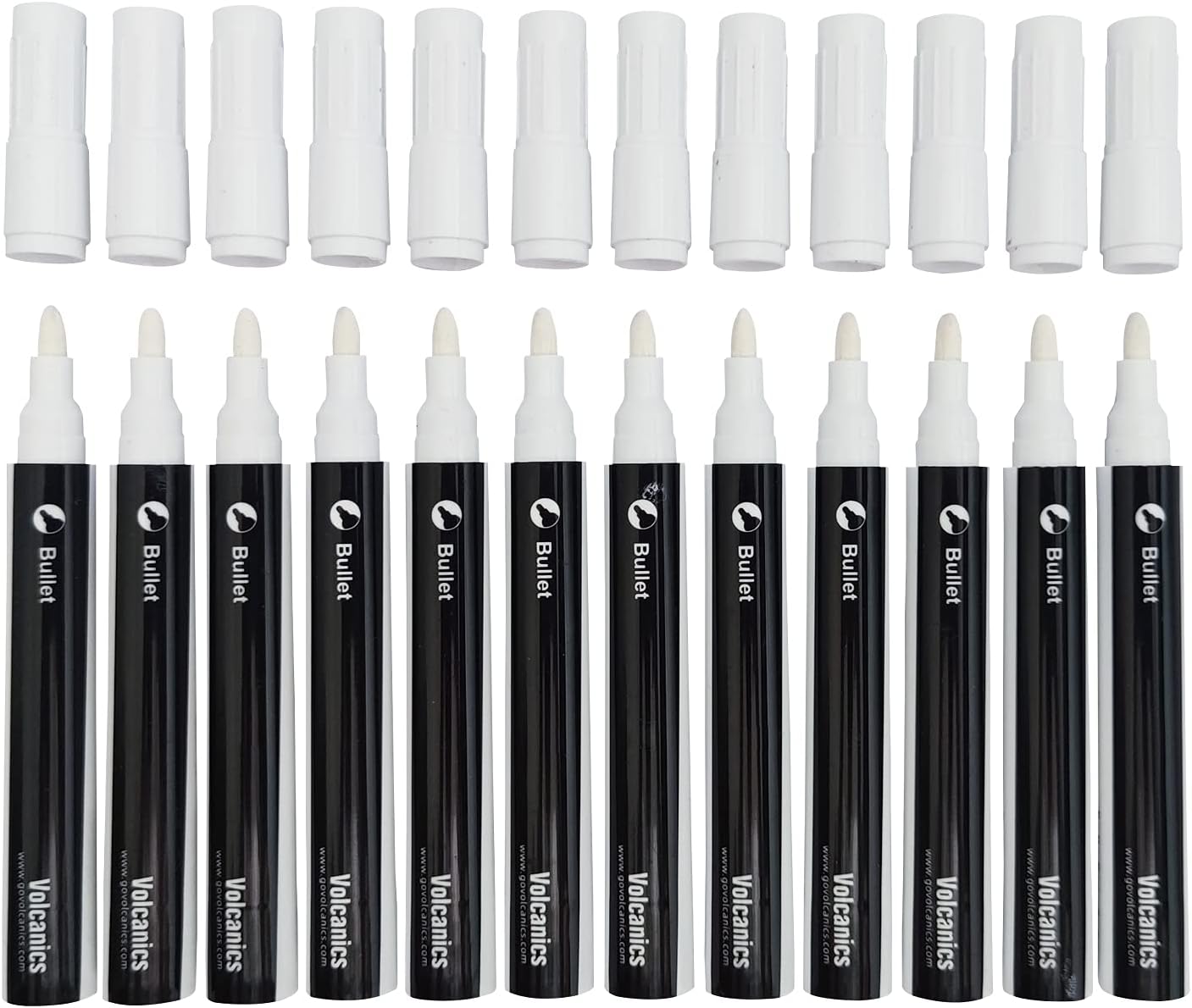 Volcanics White Liquid Chalk Markers 36 Pack Chalk Pens for Blackboard, Chalkboard, Windows, Glass, LED Board, Bistro Signs – Erasable Water-Based Ink Ideal for Teachers, Artists & DIY Projects