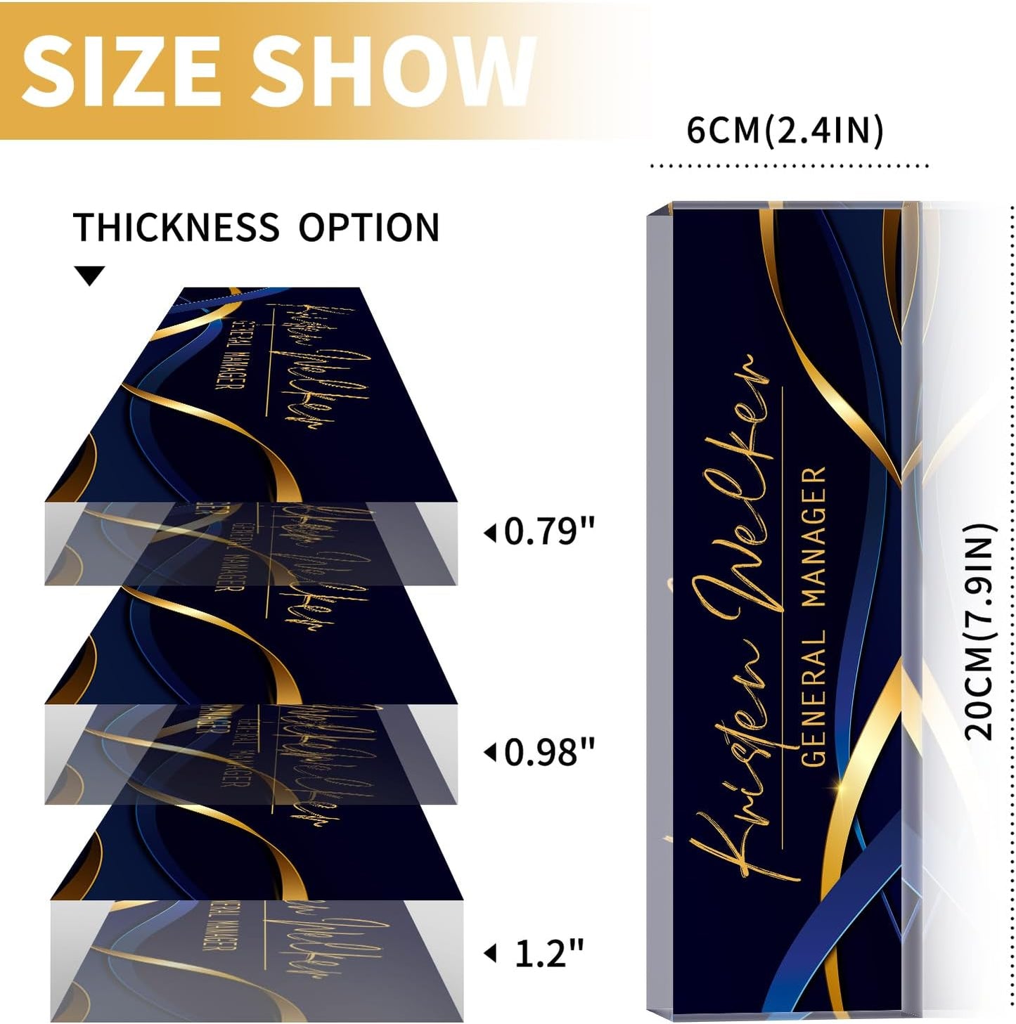 Personalized Name Plate for Desk - Custom Engraved Name Plates for Man - Boss Day Gifts for Boss - Acrylic Office Decor Appreciation Gifts for Teacher Nurse Coworker Social Worker (Iron Blue)