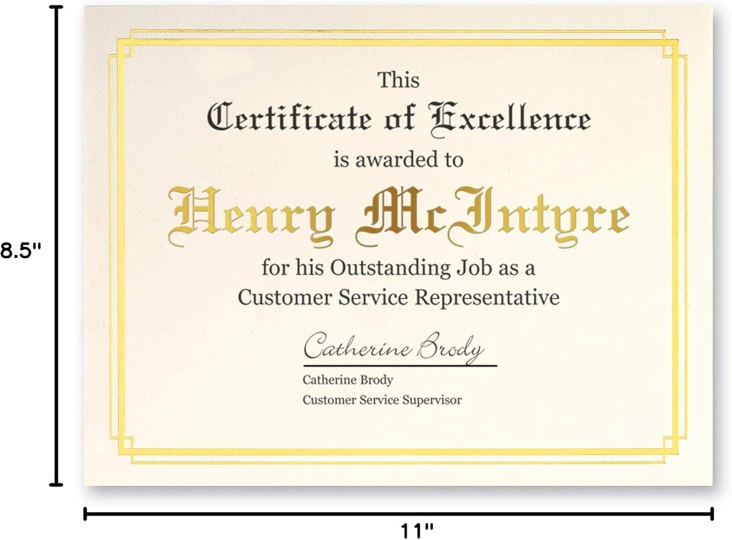 PaperDirect Foil Elegance Specialty Certificates, 50 Sheets of 38lb Cream Paper, 8½" x 11", Double Gold Foil Border, Perfect for Awards, Students, Employees, Volunteers, Course Completion, Diplomas
