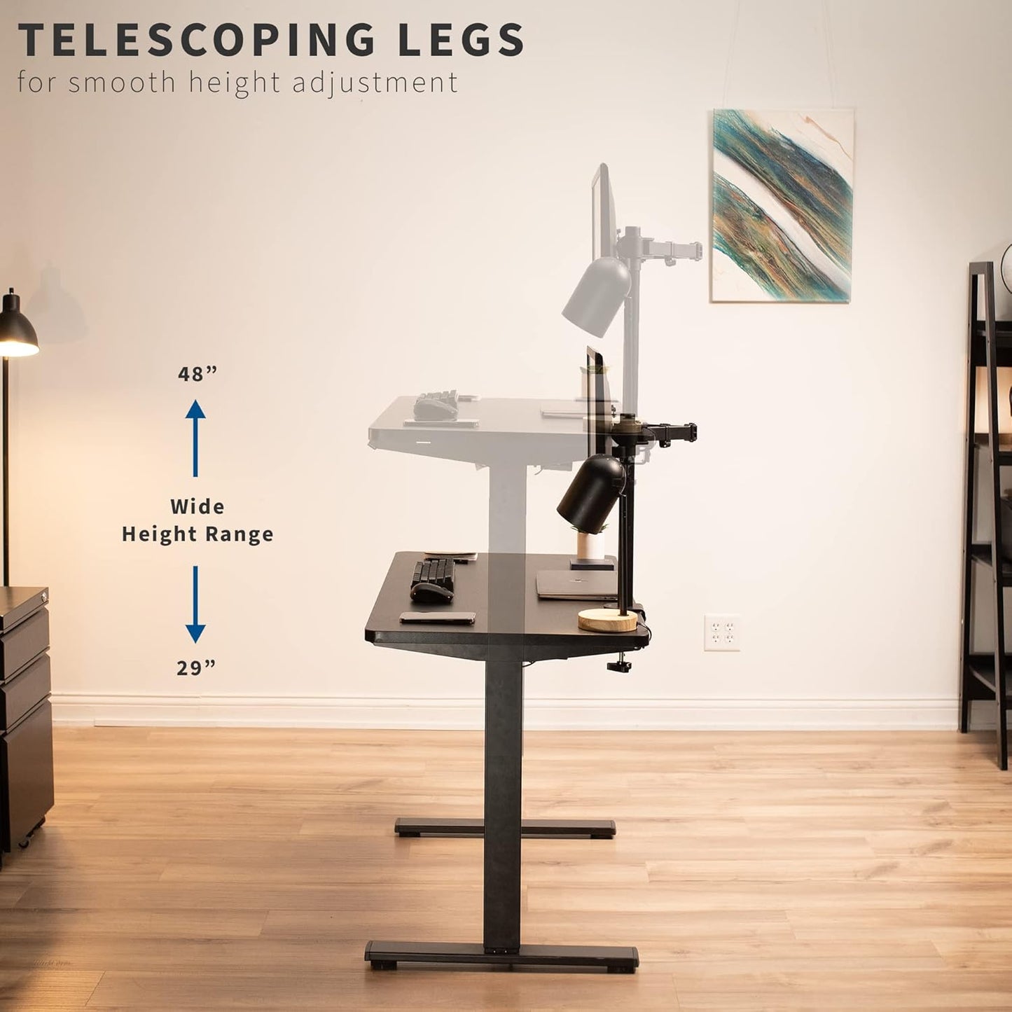 VIVO Electric 43 x 24 in Standing Desk, Memory Height Adjustment, 1B Series, One-Piece White Top, White Frame, DESK-KIT-1W4W