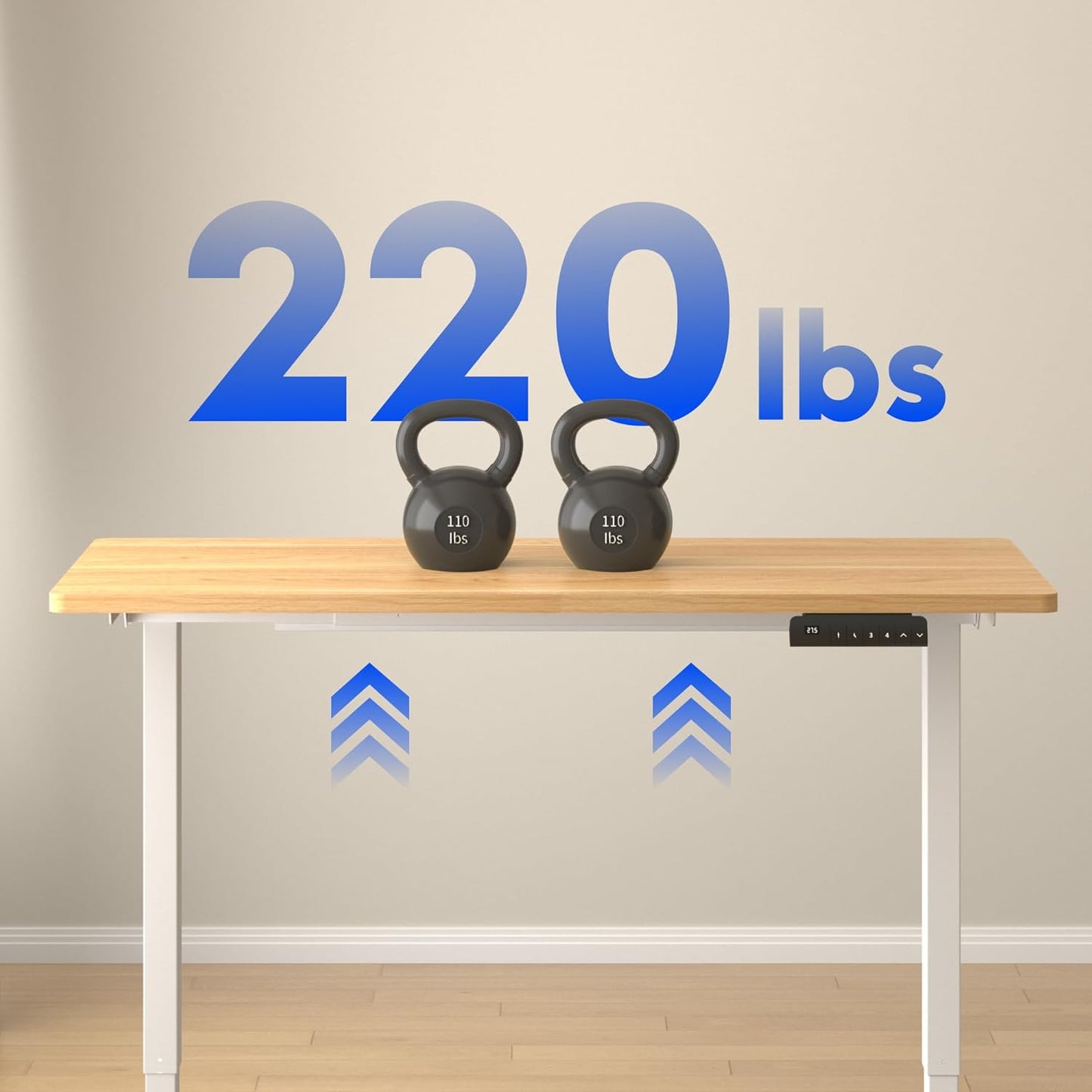 FLEXISPOT E3 Dual Motor Electric Standing Desk 55x28 Inch Whole-Piece Board Height Adjustable Electric Sit Stand Desk (White Frame + Maple Desktop, 2 Packages)