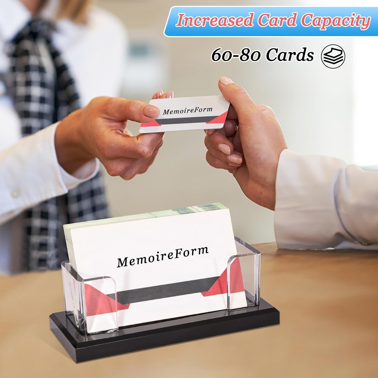 2 Pack Business Card Holder for Desk, Multiple Business Card Holders, Acrylic Business Card Display Stand for Office, Home, Restaurant, Exhibition