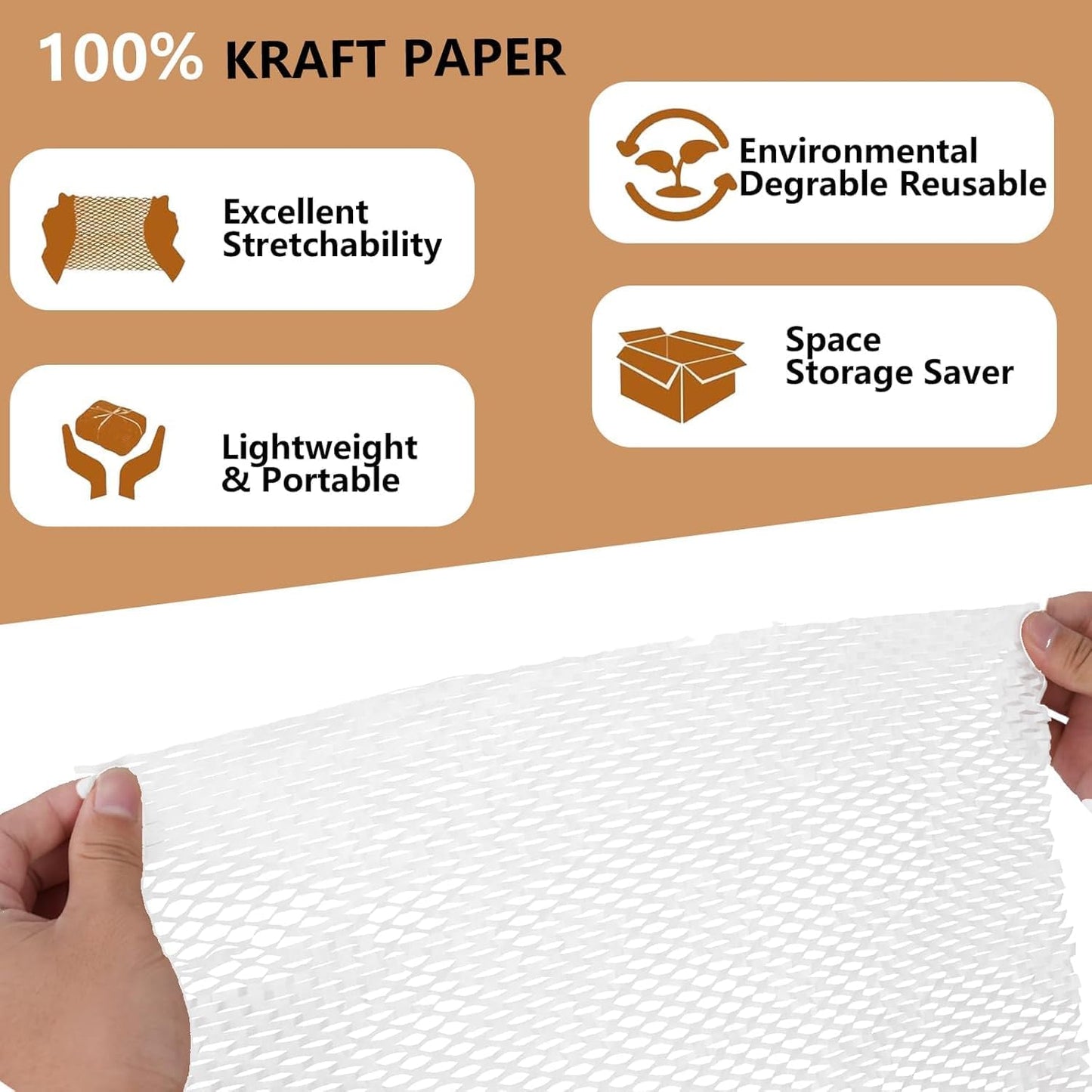 Honeycomb Packing Paper, 12" x 100' Packing Paper Substitute Alternative for Bubble Cushioning Wrap for Moving Shipping Packaging Mailing, Recyclable Moving Supplies Bubble Packing Wrap Roll-White