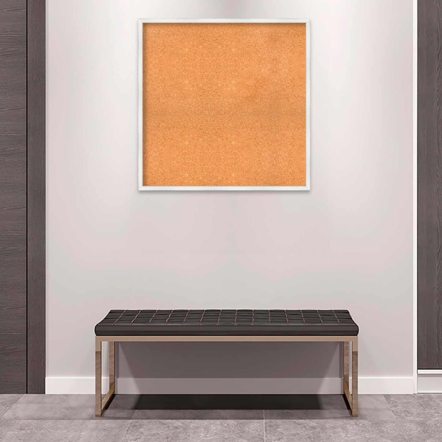 Amanti Art Natural Cork Board for Wall, 33x33 Vision Board with White Frame, Large Corkboard Office Decor for Home Organization, Country Rustic Corkboard Pinboard to Display Items for Home