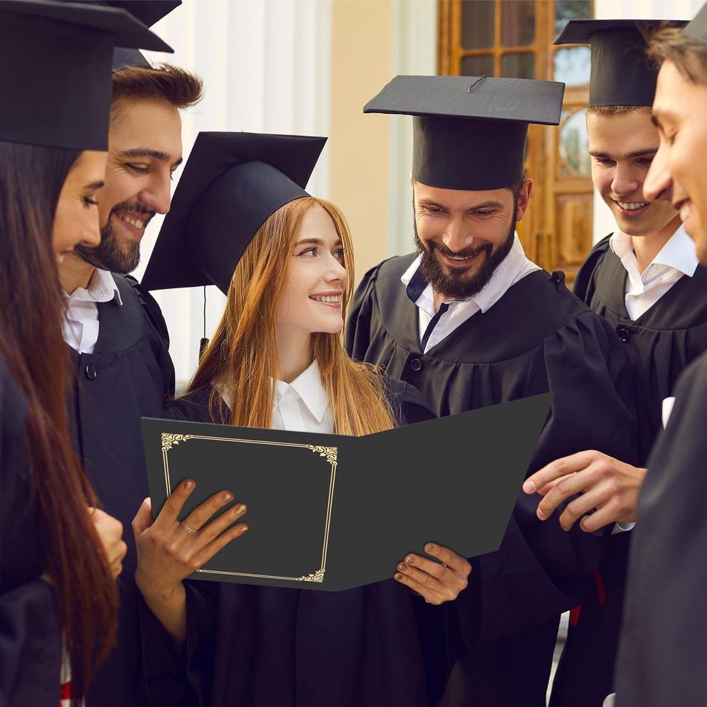 HAUTOCO 30 Pcs Certificate Holders, Black Diploma Folders Document Covers with Gold Foil Border for Letter Size 8.5x11 Cardstock, Award, Graduation