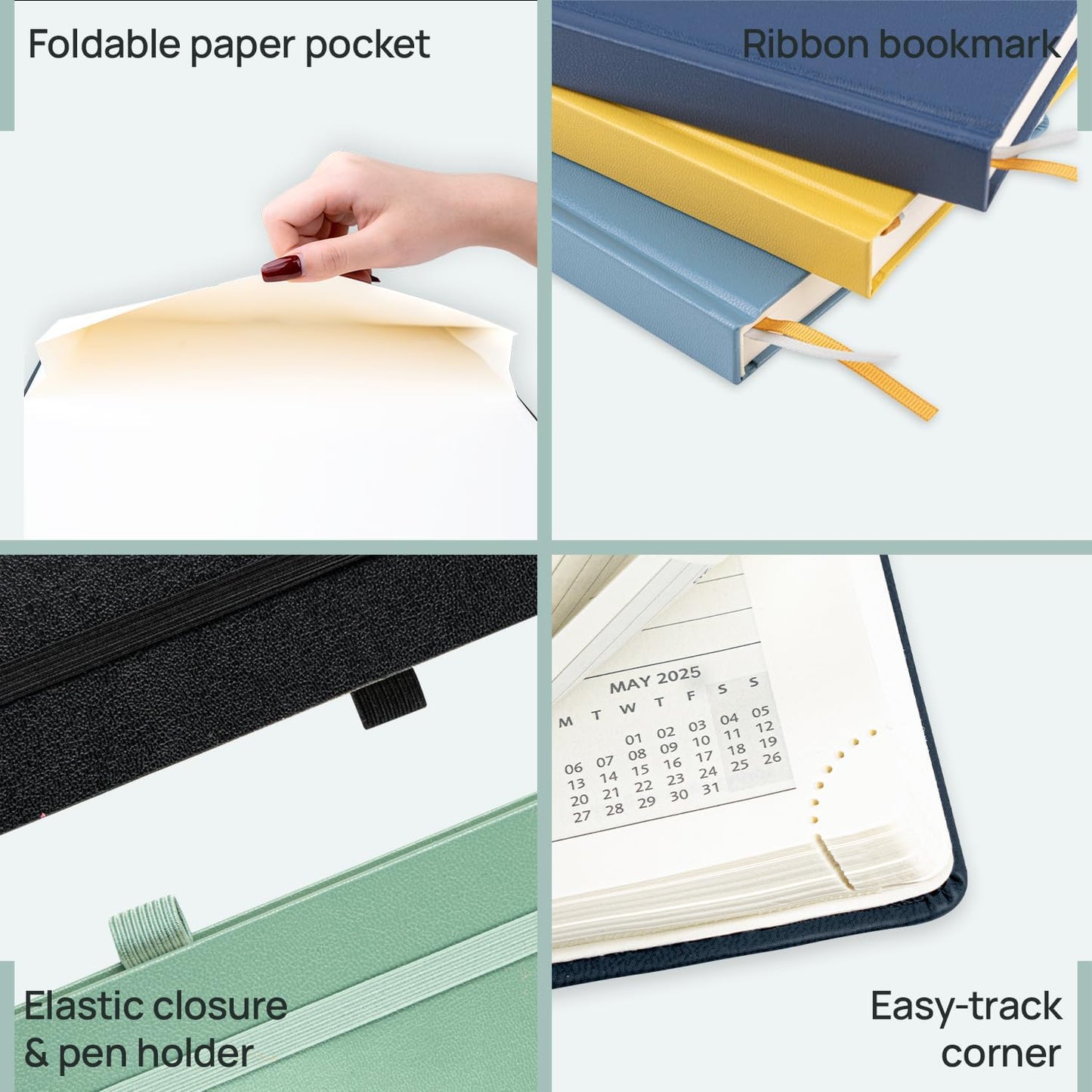 POPRUN 2025-2026 Daily Planner One Page Per Day (Medium - 5.75'' x 8.5'') - Academic Calendar (July 2025 - June 2026), 2025 Day Appointment Book with Monthly Tabs, Hardcover - Navy Blue