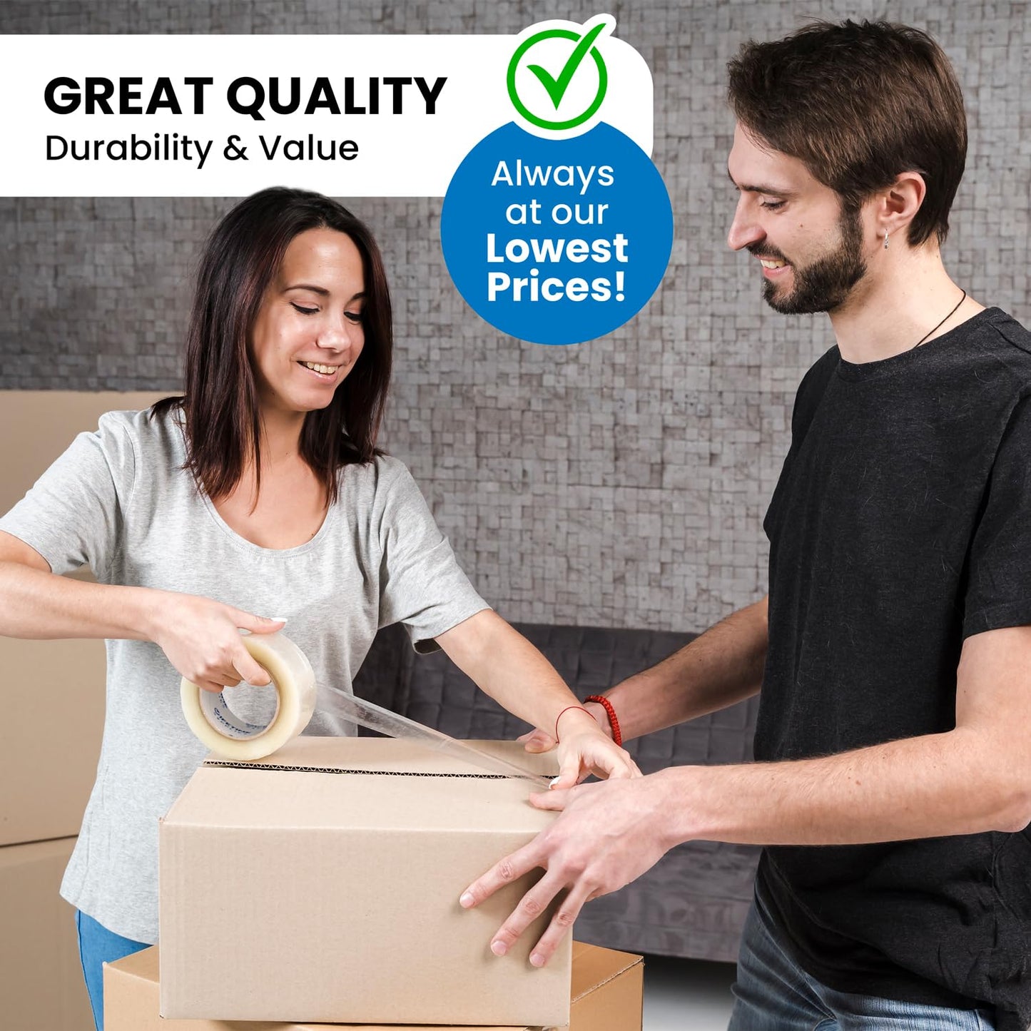 12 Rolls | 2.4 mil Clear | 65 Yards Each (780 Yards Total) | 2" Premium Packing Tape Heavy Duty Packaging Tape for Shipping Moving Stronger Thicker