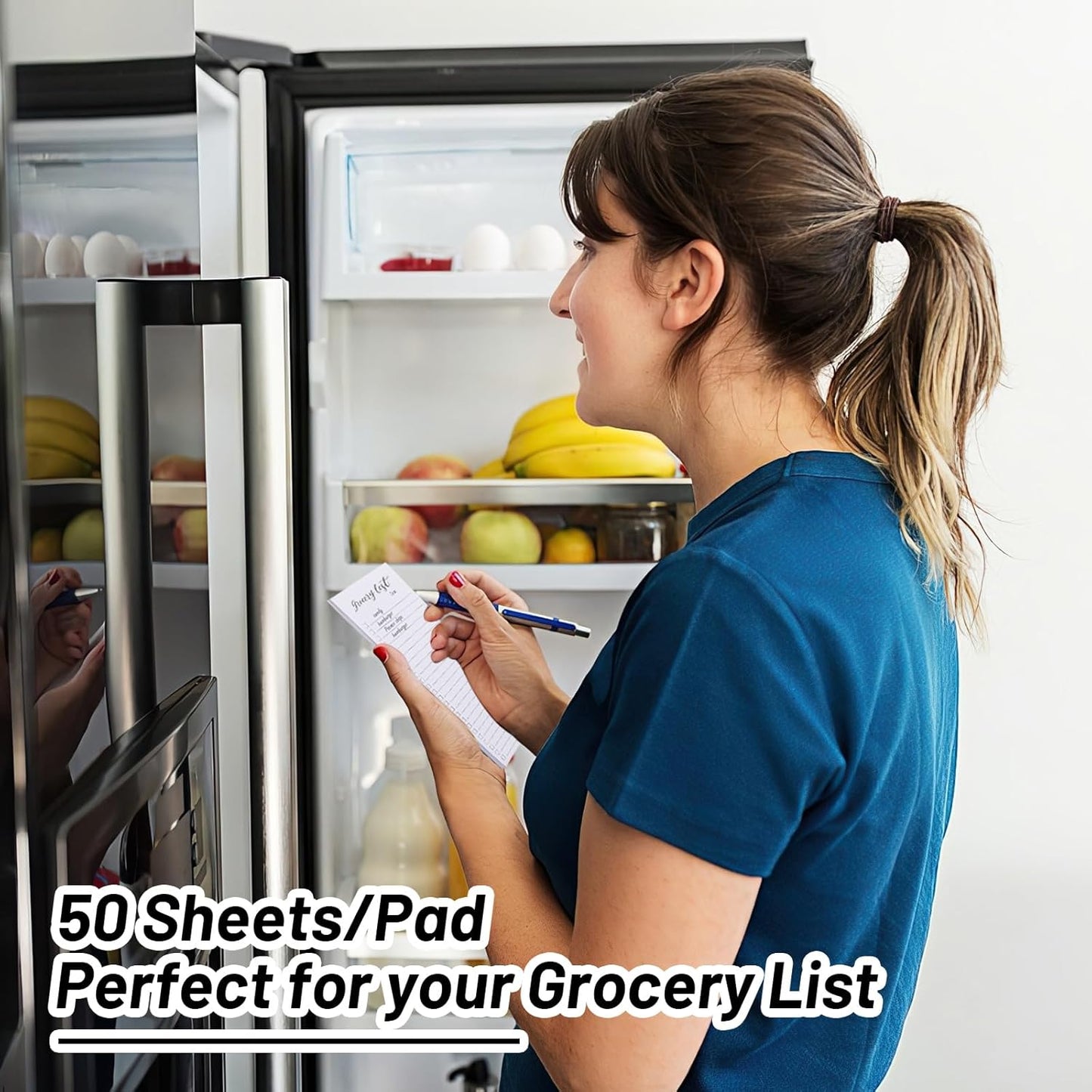 4 Pack Magnetic Note Pad for Fridge with Pen Holder, Totally 200 Sheets Magnetic To Do List, Grocery List, Shopping List, Meals Pads for Refrigerator