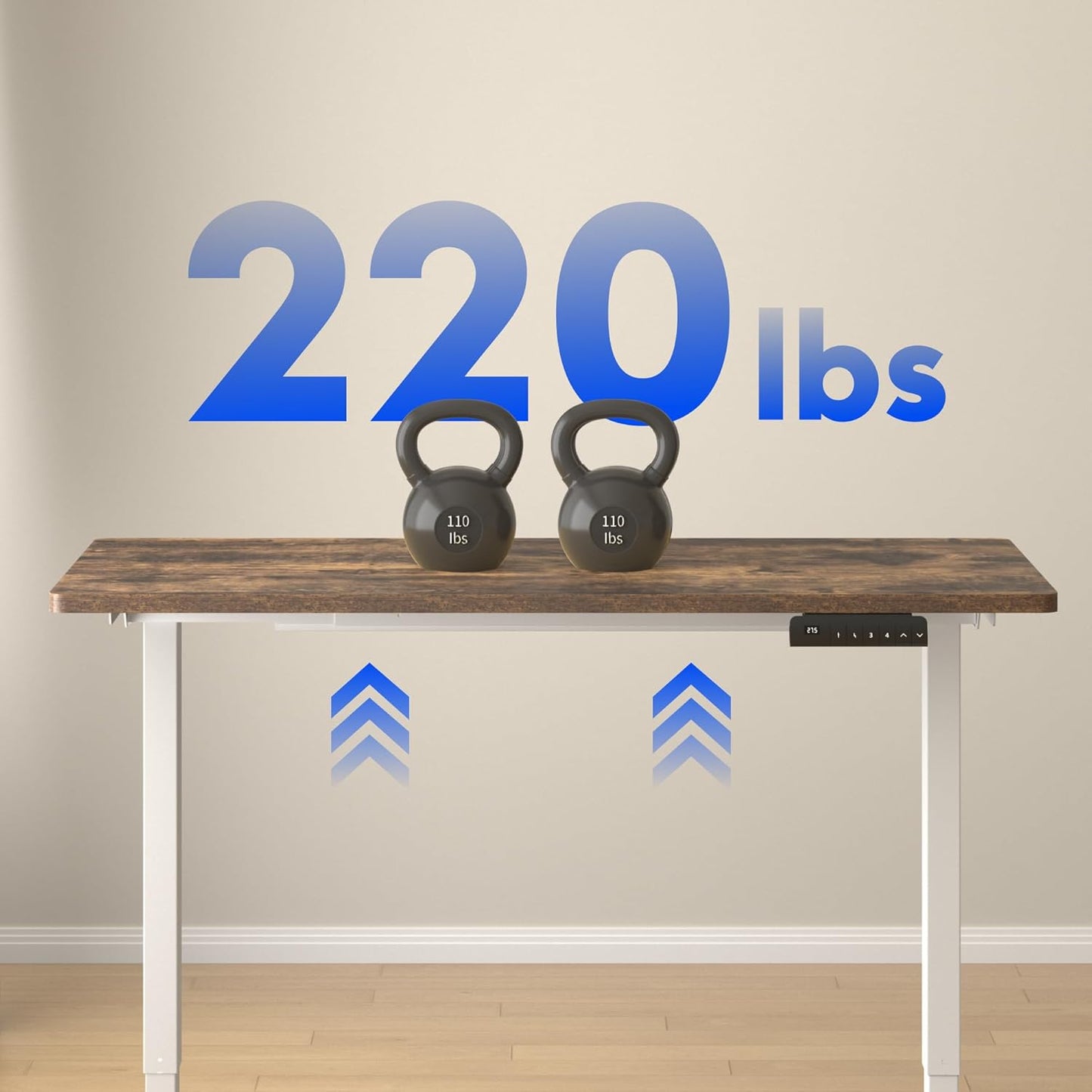 FLEXISPOT E3 Dual Motor Electric Standing Desk 48x30 Inch Whole-Piece Board Height Adjustable Electric Sit Stand Desk (White Frame + Special Walnut Desktop, 2 Packages)