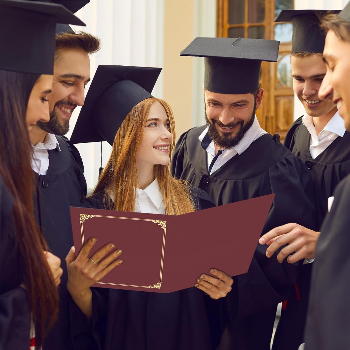 HAUTOCO 10 Packs Certificate Holders, Burgundy Diploma Holders, Document Award Covers Certificate Folders with Gold Foil Border for 8.5x11 Letter Size