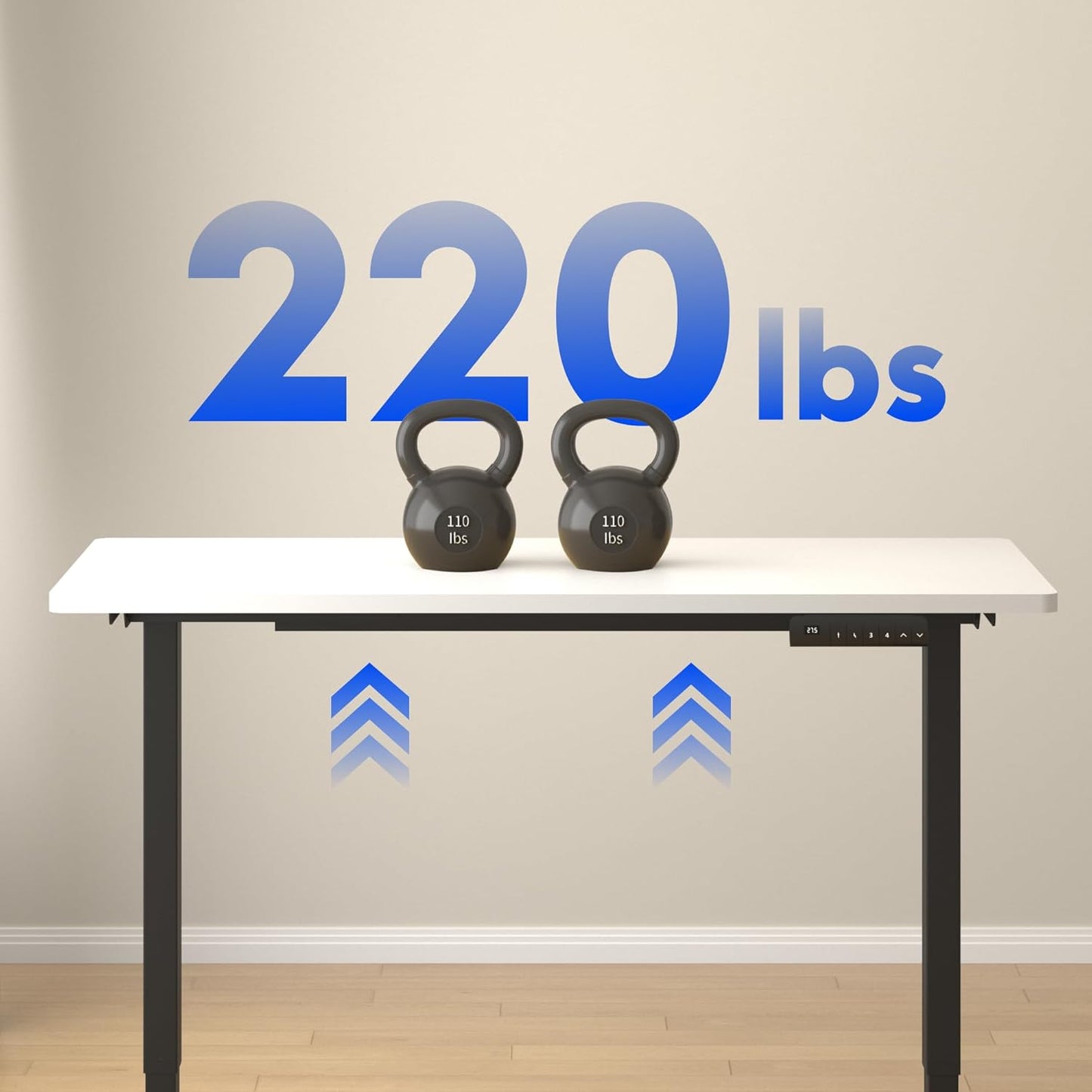 FLEXISPOT E3 Dual Motor Electric Standing Desk 60x24 Inch Whole-Piece Board Height Adjustable Electric Sit Stand Desk (Black Frame + White Desktop, 2 Packages)