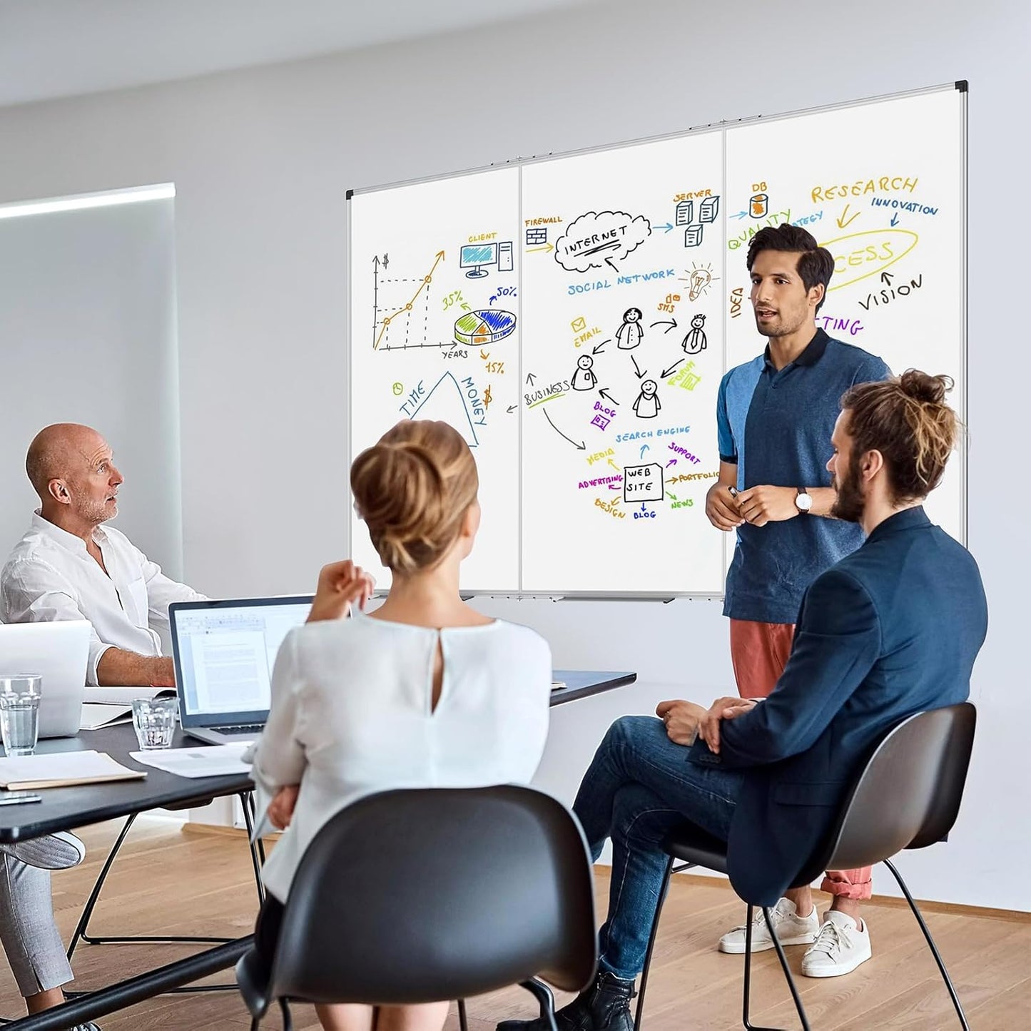 XBoard Magnetic Whiteboard 72 x 48 Inch, 6'x4' Dry Erase Board with Aluminum Frame | Foldable Wall-Mounted Whiteboard for Home Office, Classroom, Conference Room