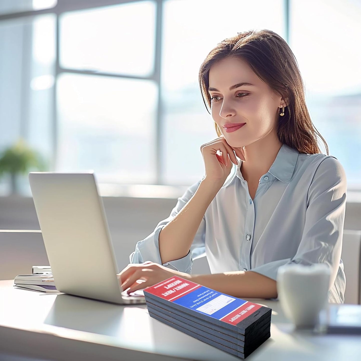 12 Pads Money and Rent Receipt Book 2.75 x 7.2 Inch Receipt Log Book Bound Cover 2 Part Carbonless Receipt Book with Carbonless Copies 50 Sets Per Book