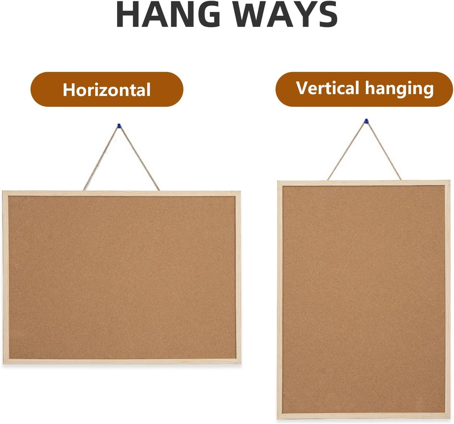 16” x 24” Cork Boards for Walls with Wooden Frame 1pack, Double Sided Office Board for Wall Organizer, Bulletins Board Decorative Hanging Pin Board for School, Home & Office, Notice Board Memo Board