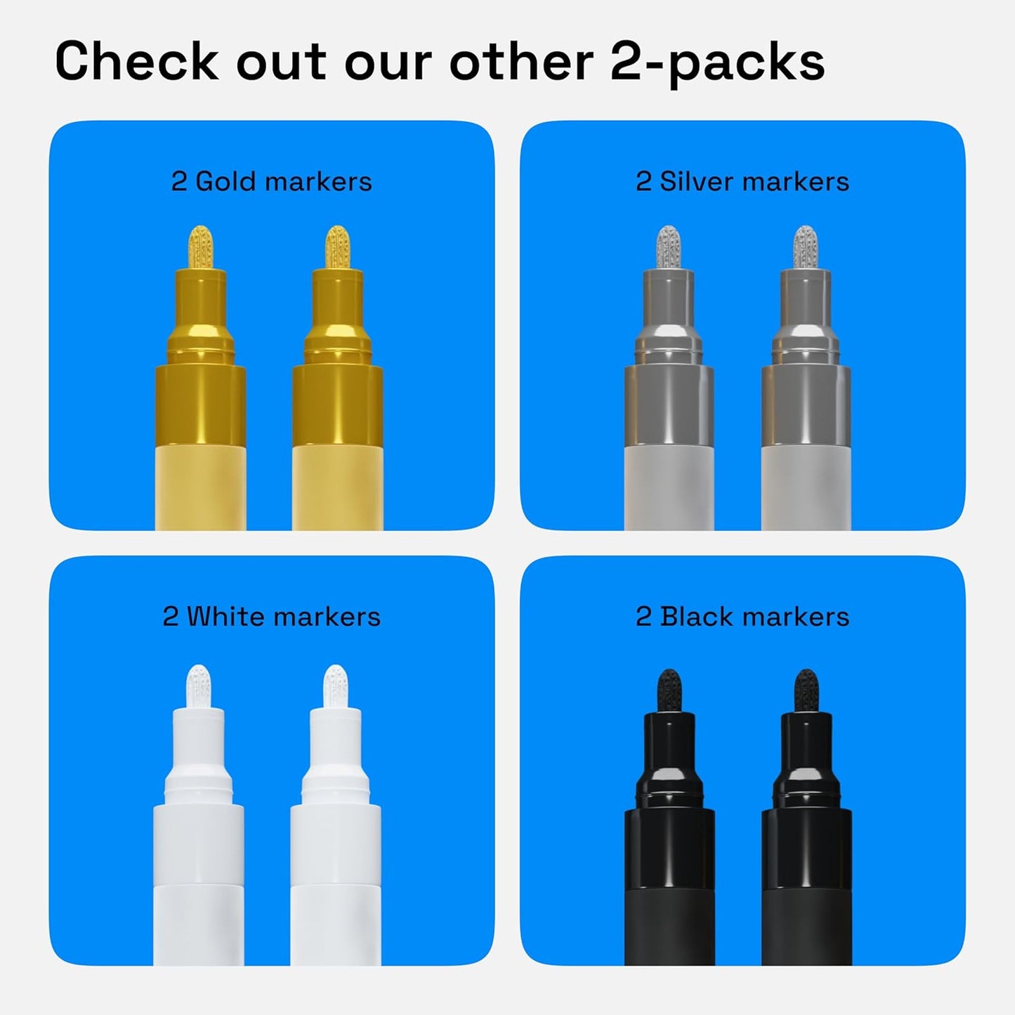 ARTISTRO 2 Gold Acrylic Paint Markers - 3mm Medium-Tip Paint Pens - Perfect for Crafting, Art Projects, & More