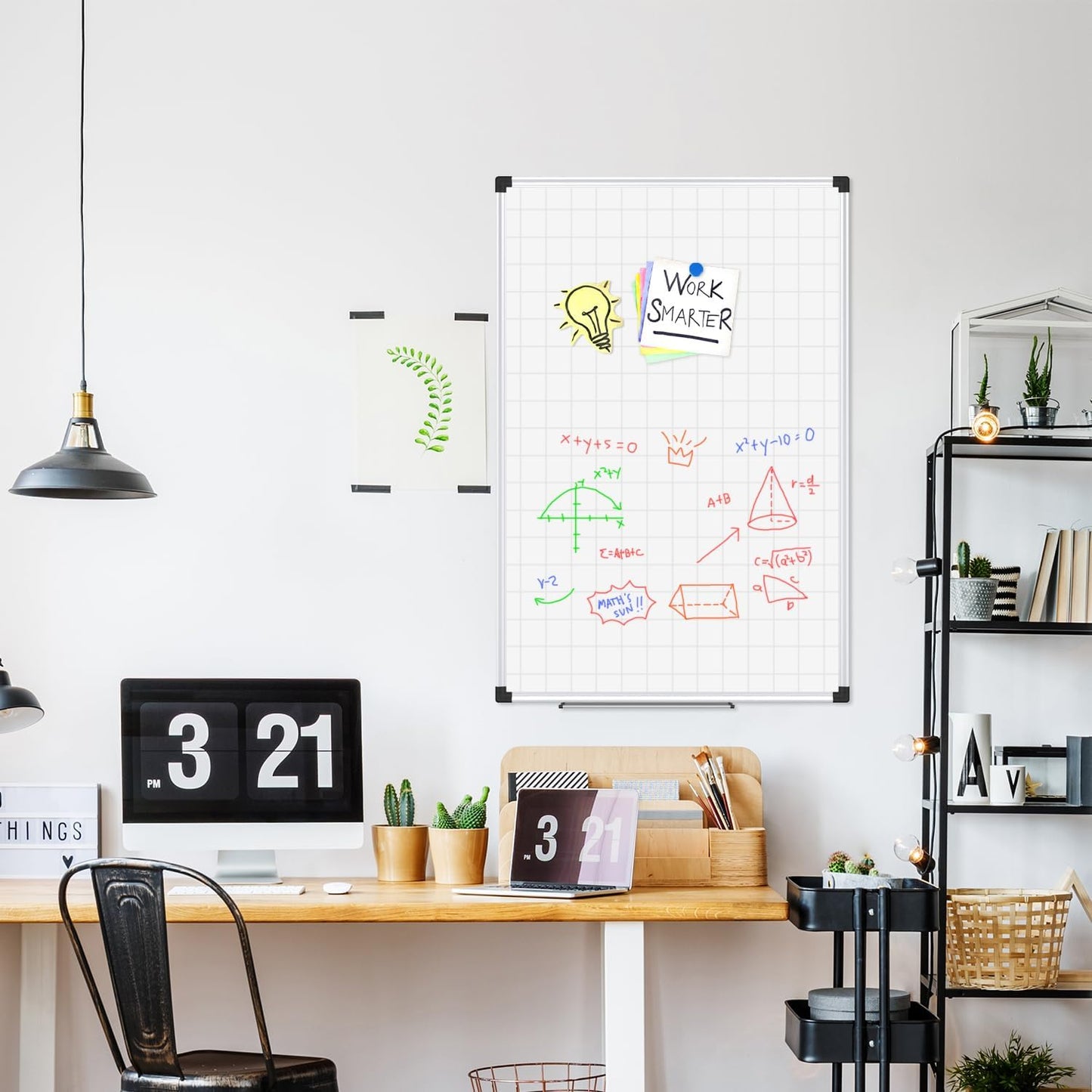 XBoard Magnetic Dry Erase Whiteboard with Lines 36 x 24 Inch, 3' x 2' Double Sided Hanging White Board Planner for Wall | Grid Lined White Board + Message Presentation Board