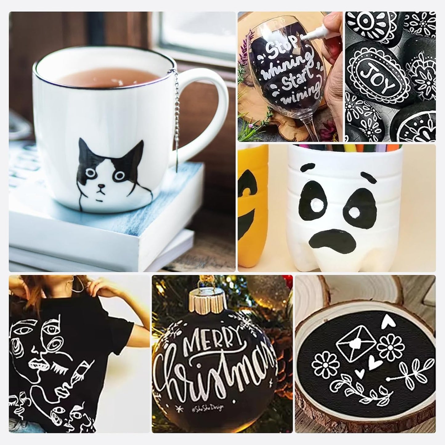 Silver Permanent Paint Markers, 2 Pack Opaque Metallic Paint Marker Pens for Art Projects, Rock Painting, Drawing, Wood, Glass, Ceramic, Plastic, Canvas, Mugs DIY Crafts (Silver,2 Pack)