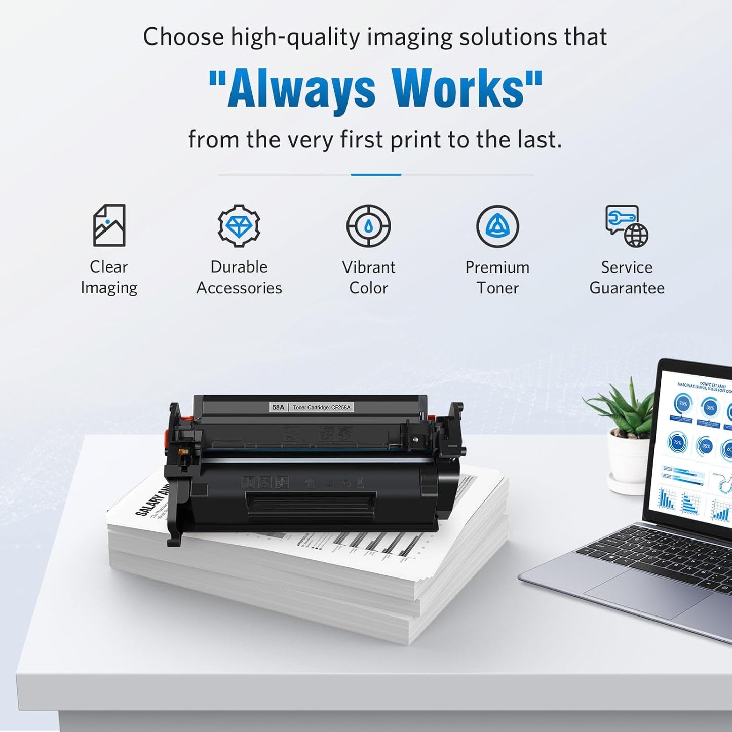 58A CF258A Toner Cartridge (with chip) Compatible Replacement for HP 58A CF258A 58X CF258X Laserjet MFP M428fdw M428dw M428fdn Pro M404n M404dn M404dw M404 M428 Toner Laser Jet Printer (Black 2-Pack)