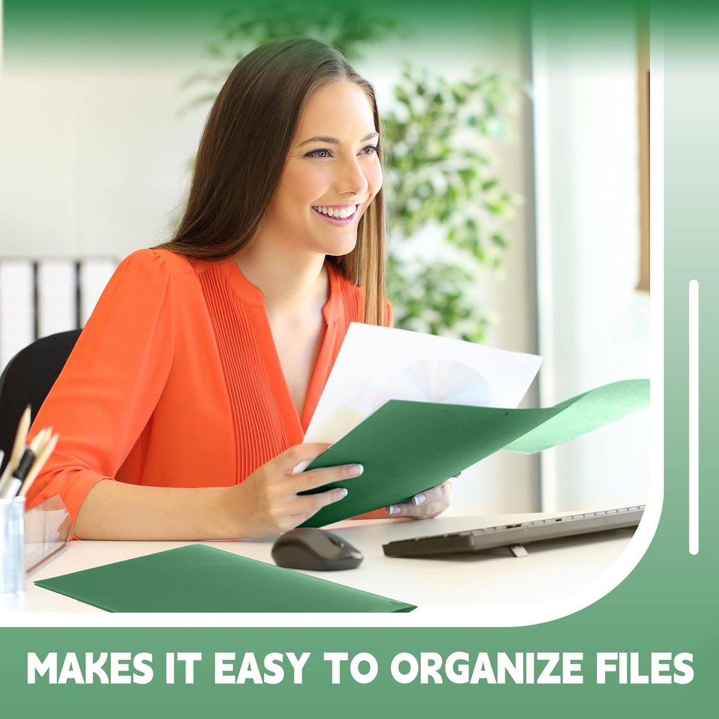 Gueevin 24 Pcs Plastic Folders with Pockets, Back to School Two Pocket Folder Fit Letter Size, Heavy Duty School Business Card Holder for Home Office, 11. 61 x 9. 45 Inches (Dark Green)