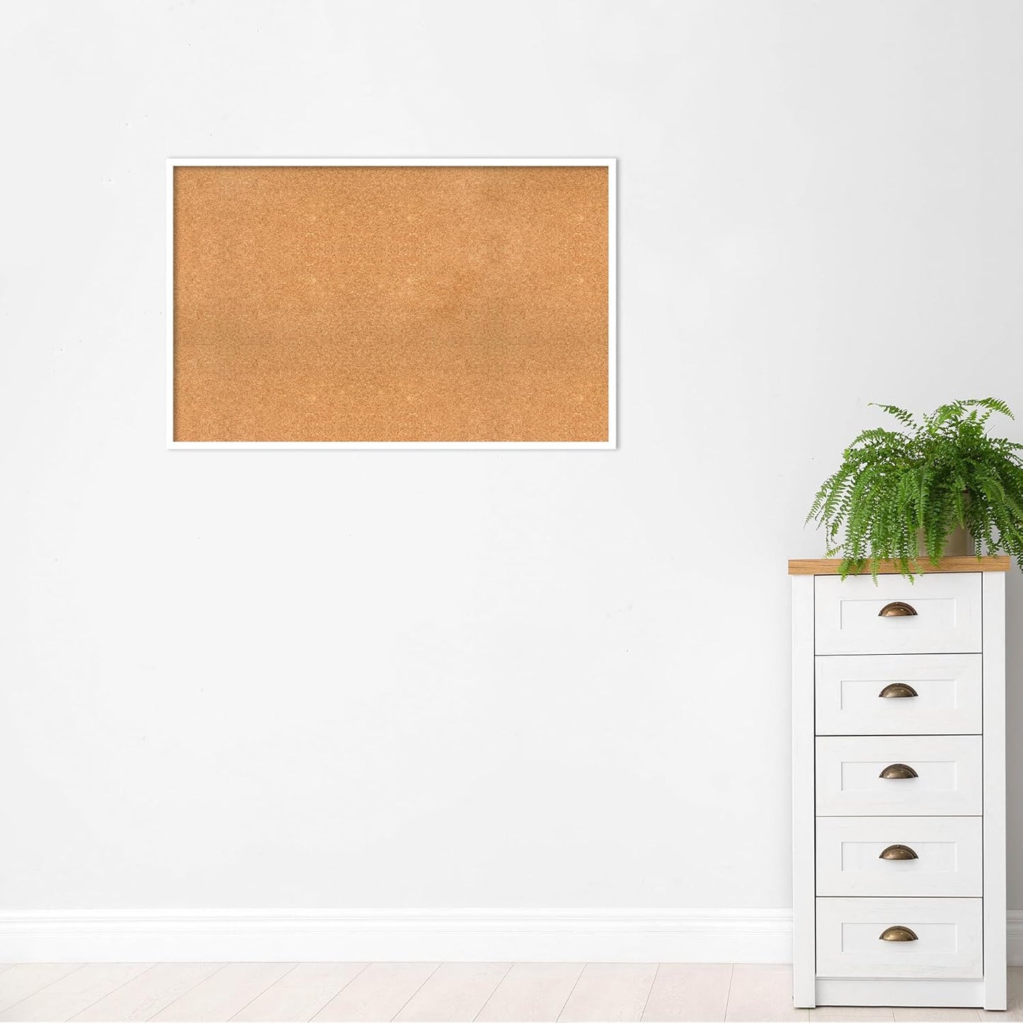 Amanti Art Natural Cork Board for Wall, 29x45 Vision Board with White Frame, Oversize Corkboard Office Decor for Home Organization, Modern Corkboard Pinboard to Display Items for Home Organization in