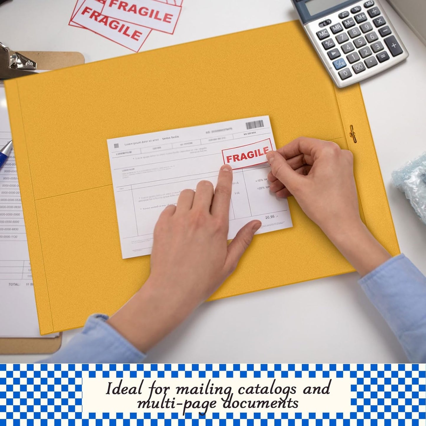 25 Pcs Clasp Envelope 14 x 18 Inch Large Manilla Envelopes with Clasp Closure 32lb for Mailing Thick Documents Home, Business, Legal or School Office Storing(Golden)