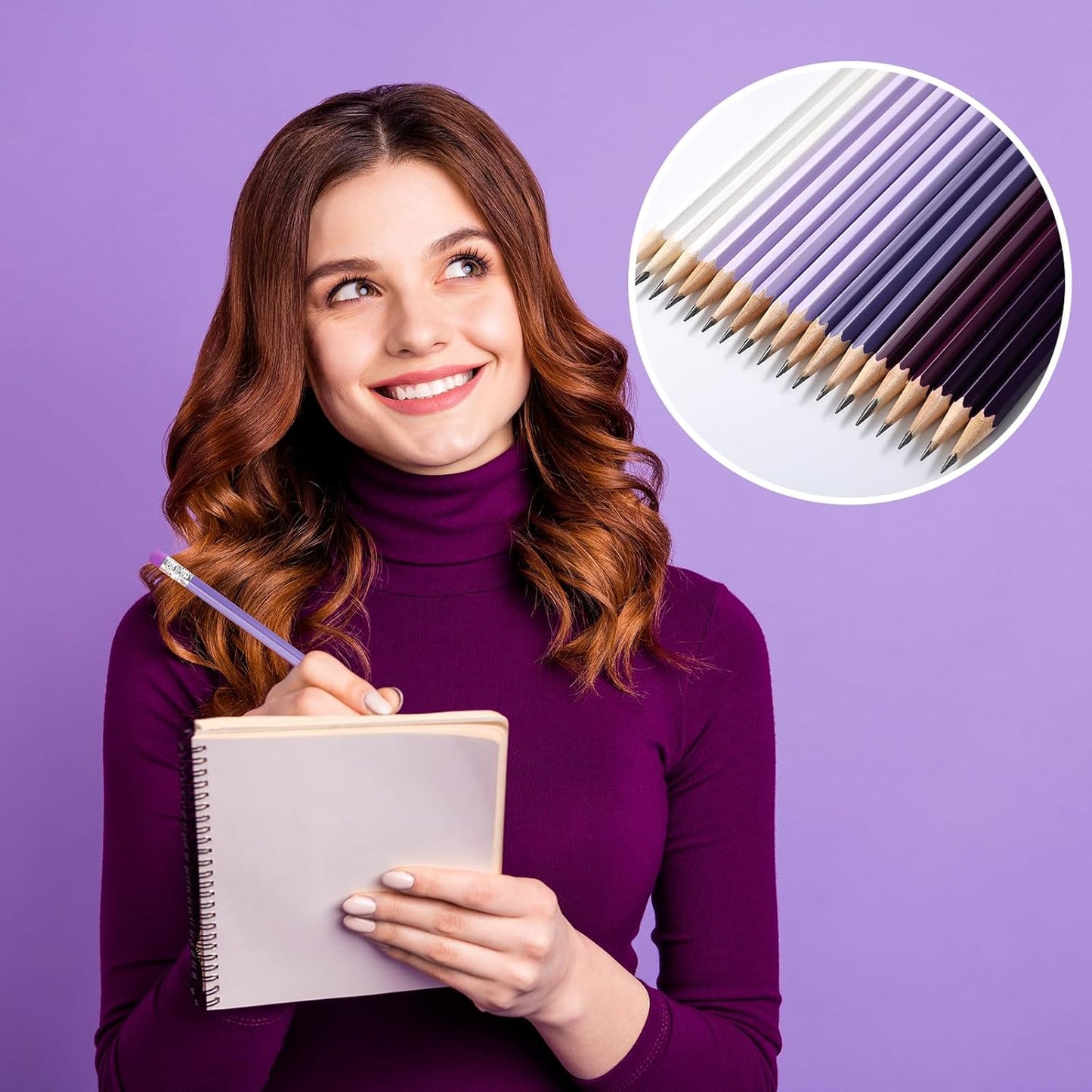 TecUnite 120 Pcs #2 HB Pencils with Eraser No 2 Unsharpened Wooden Hexagonal Pencils for Adults Gifts for School Exam art Learning Office Sketching(Purple Series)