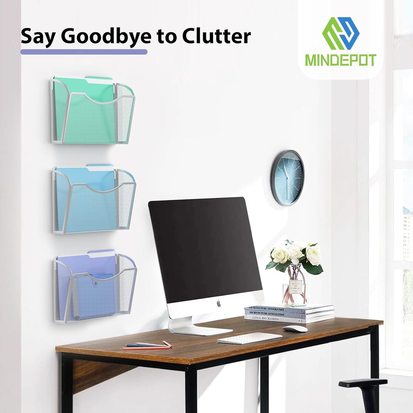 Wall File Organizer,Hanging Wall Mounted File Folder Binder Holder Mail Organizer for Office,Home and School Supplies