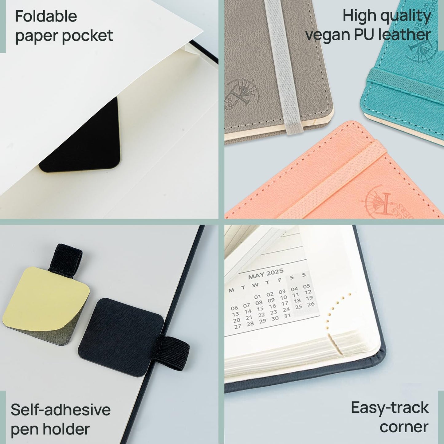 POPRUN Monthly Planner 2025-2026 (Large- 8.5" x 10.5" Soft Cover), 18-Month Calendar Book (Jul.2025-Dec.2026), Calendar Planner with Monthly Tabs & Pocket, 100 GSM Paper - Grey