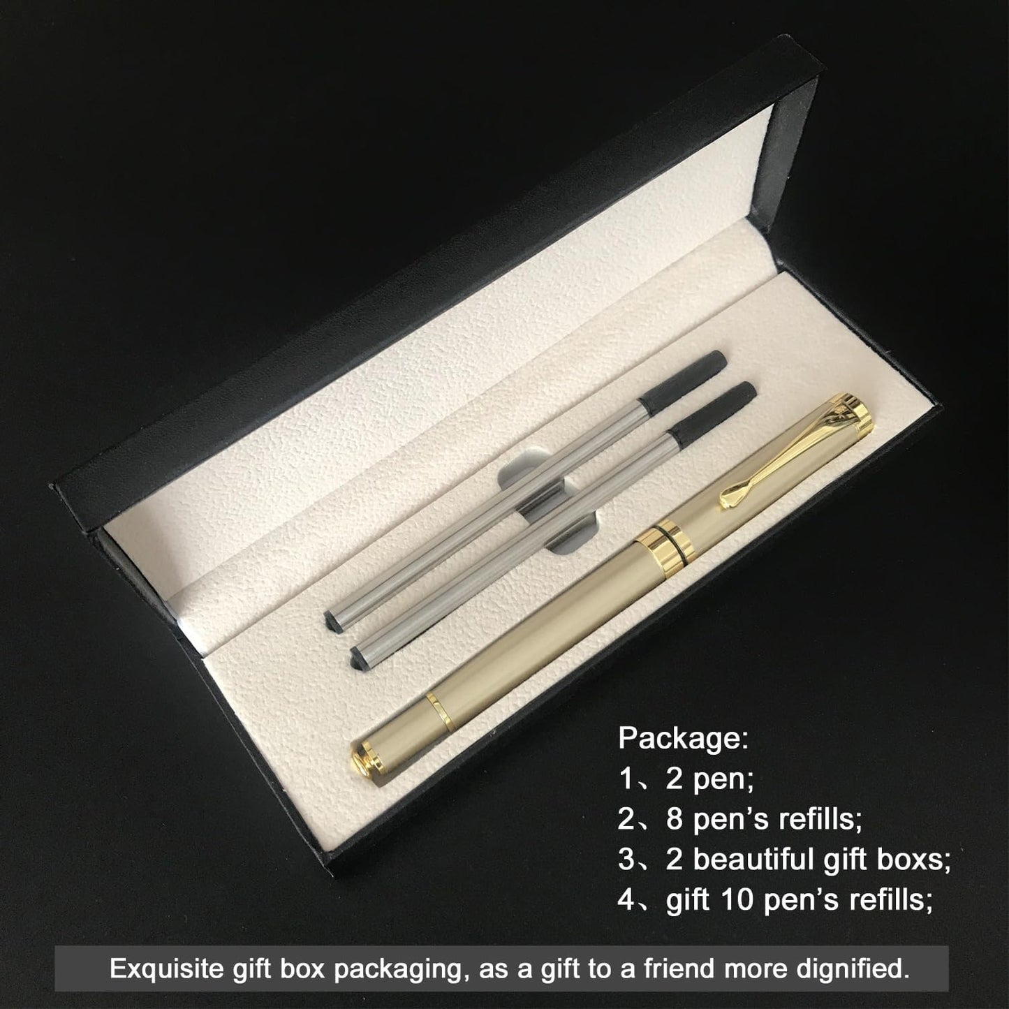 YIVONKA Luxury Ballpoint Pens Best Ball Pen Gift Set for Men & Women Professional Executive Office Nice BallPens Classy Gift Box Ballpoint Black Refill Line width 0.5mm (2 gold)