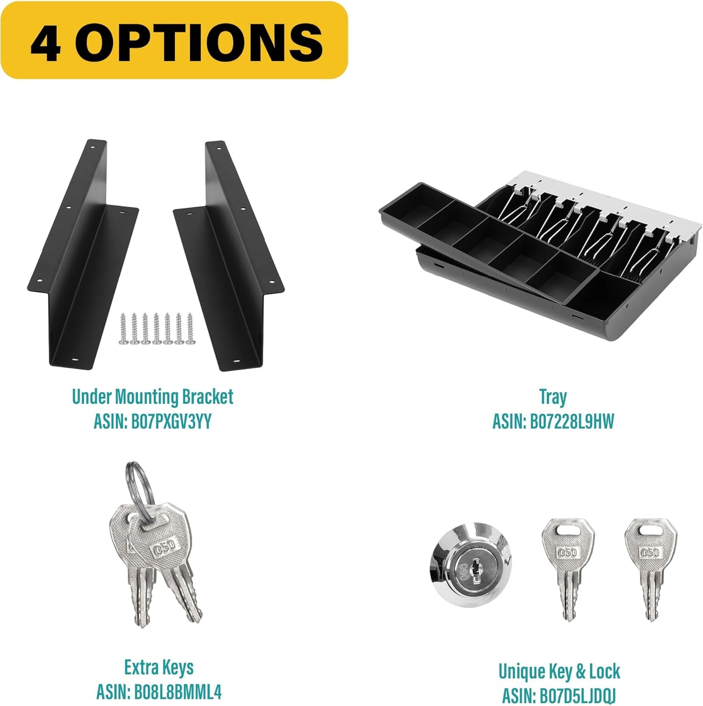 HK SYSTEMS 13inch Heavy Duty Manual Push-Open Cash Drawer with 4Bill/5Coin, Removable Till, Two Medial Slots, Black