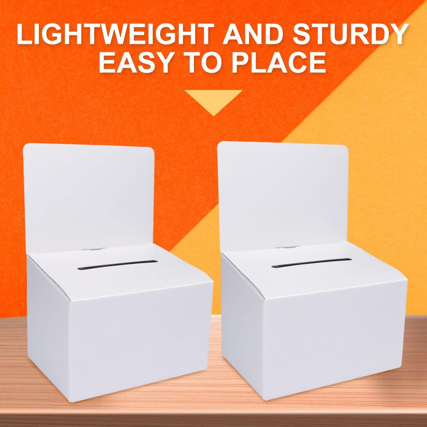 GRAWUN 3 Pack Cardboard Ballot Box with Slot, Suggestion Boxes with Removable Header, White Glossy Raffle Boxes 6.5x4.5x4.5Inch, Donation Boxes for Fundraising, Collecting Card and Voting Contest