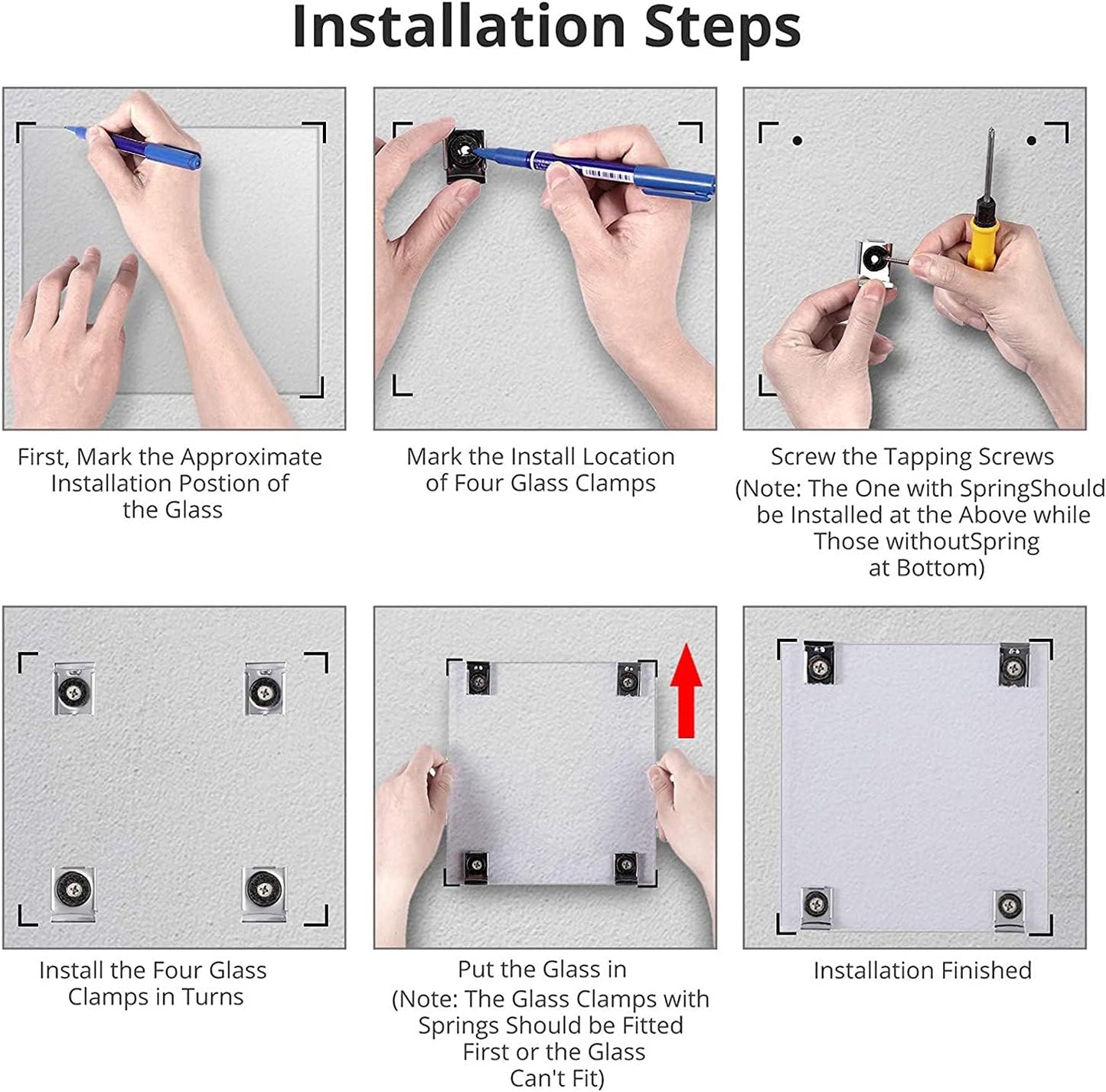 Glass Whiteboard 36x24 Magnetic Dry Erase White Board, Modern Tempered Glass Board for Wall, 3x2' Frameless Wall Hanging Mount Glassboard for Home Office School